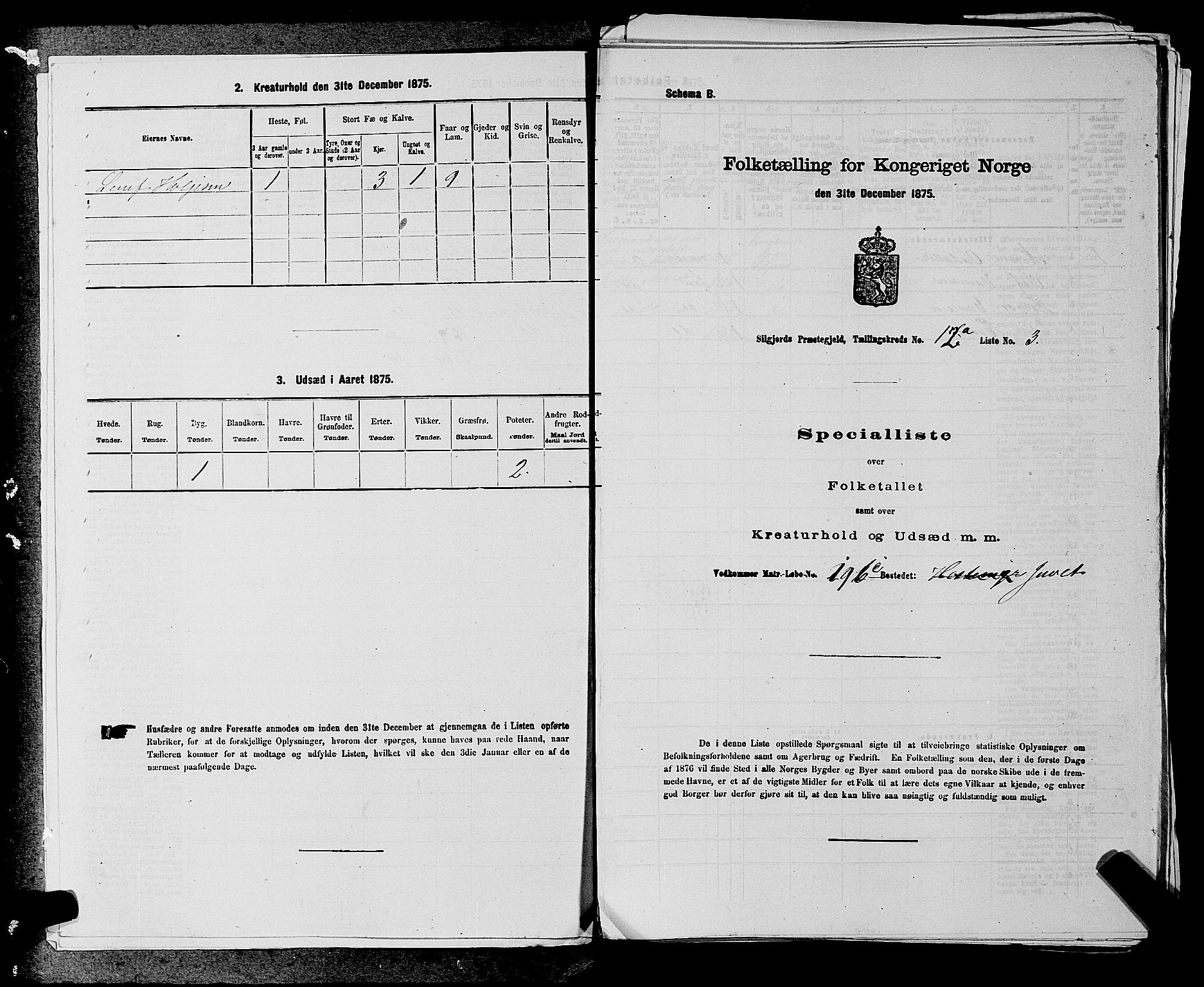 SAKO, Folketelling 1875 for 0828P Seljord prestegjeld, 1875, s. 1254