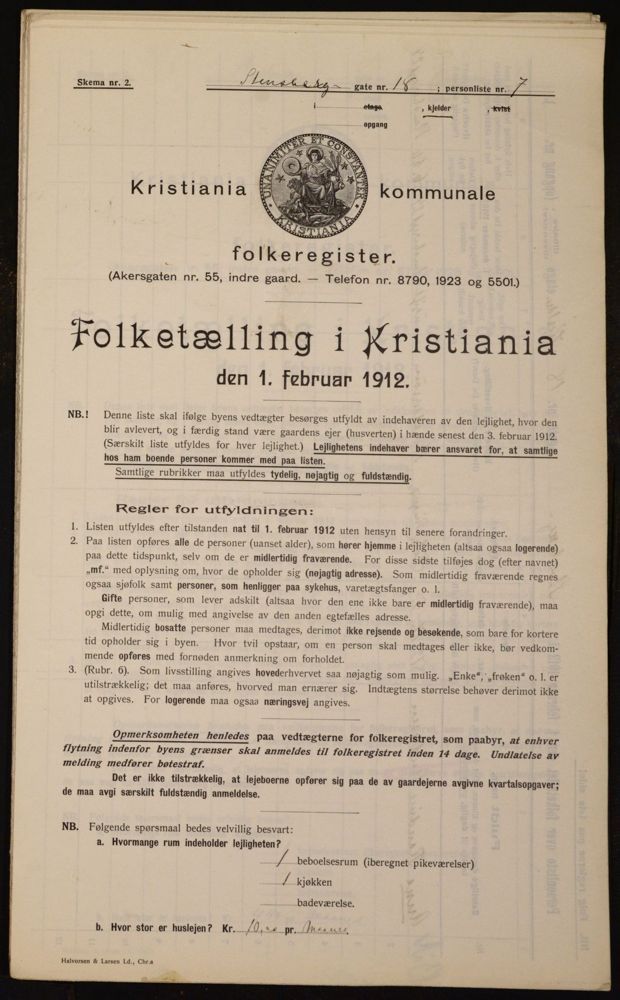 OBA, Kommunal folketelling 1.2.1912 for Kristiania, 1912, s. 101968