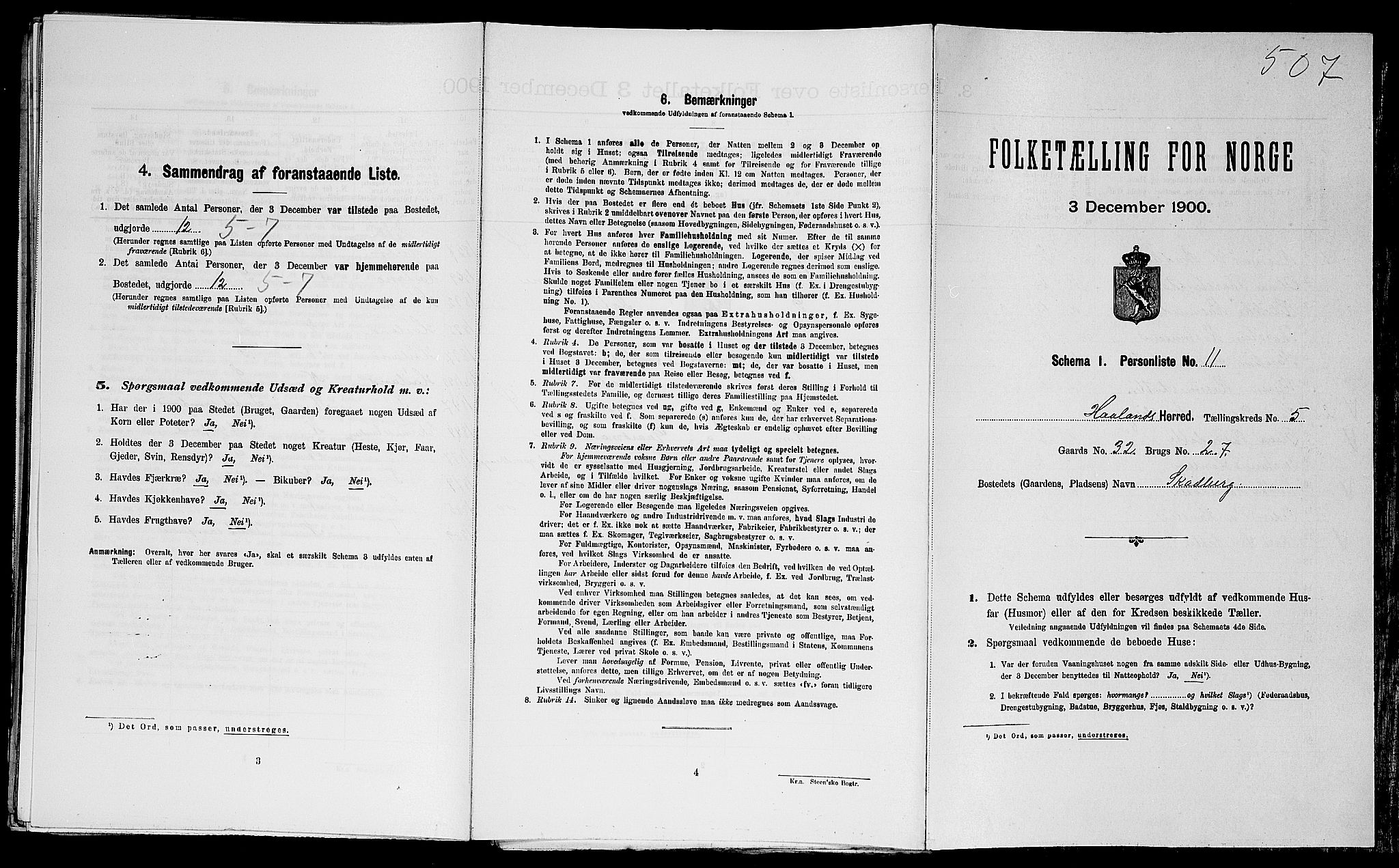 SAST, Folketelling 1900 for 1124 Haaland herred, 1900, s. 838