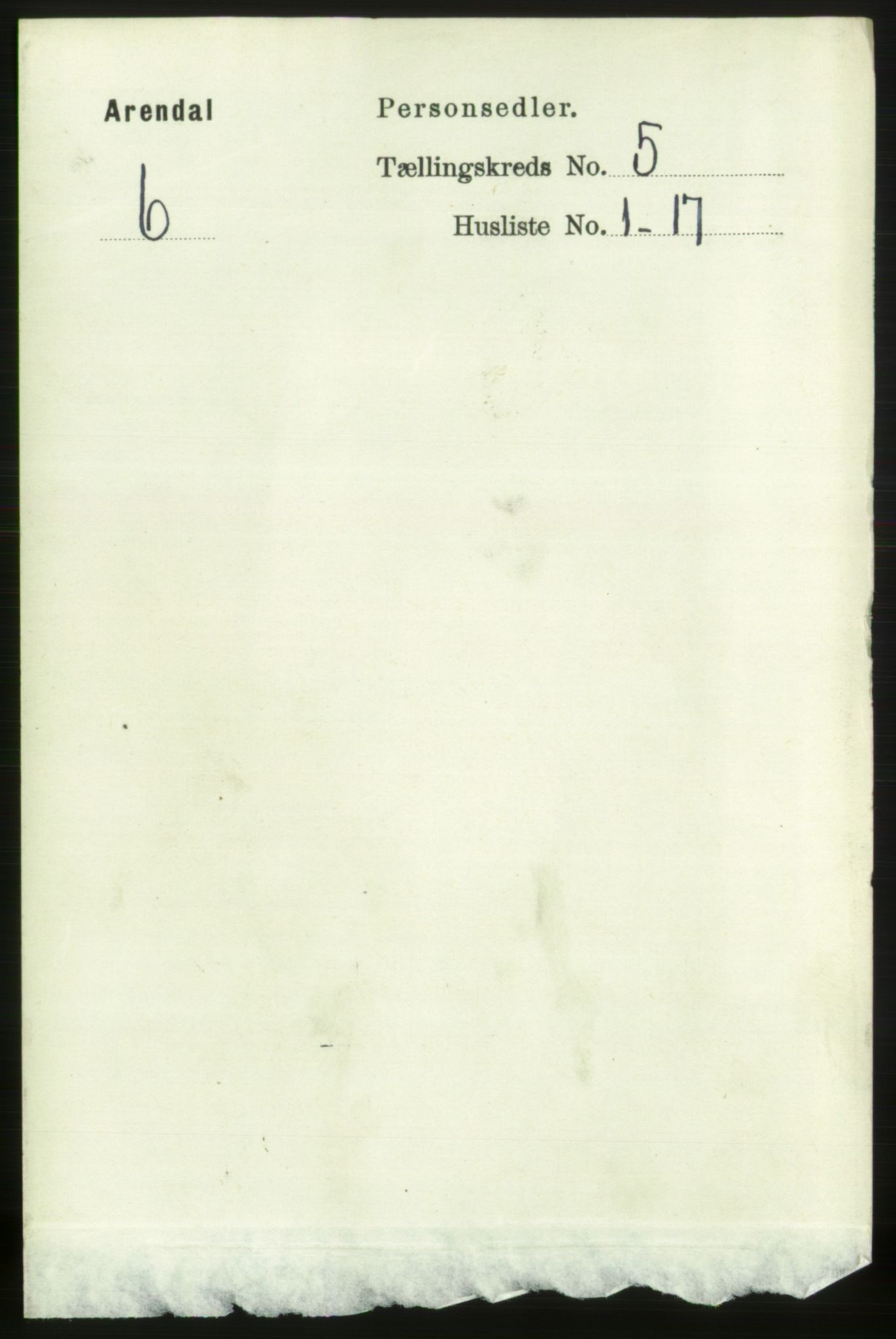 RA, Folketelling 1891 for 0903 Arendal kjøpstad, 1891, s. 1788