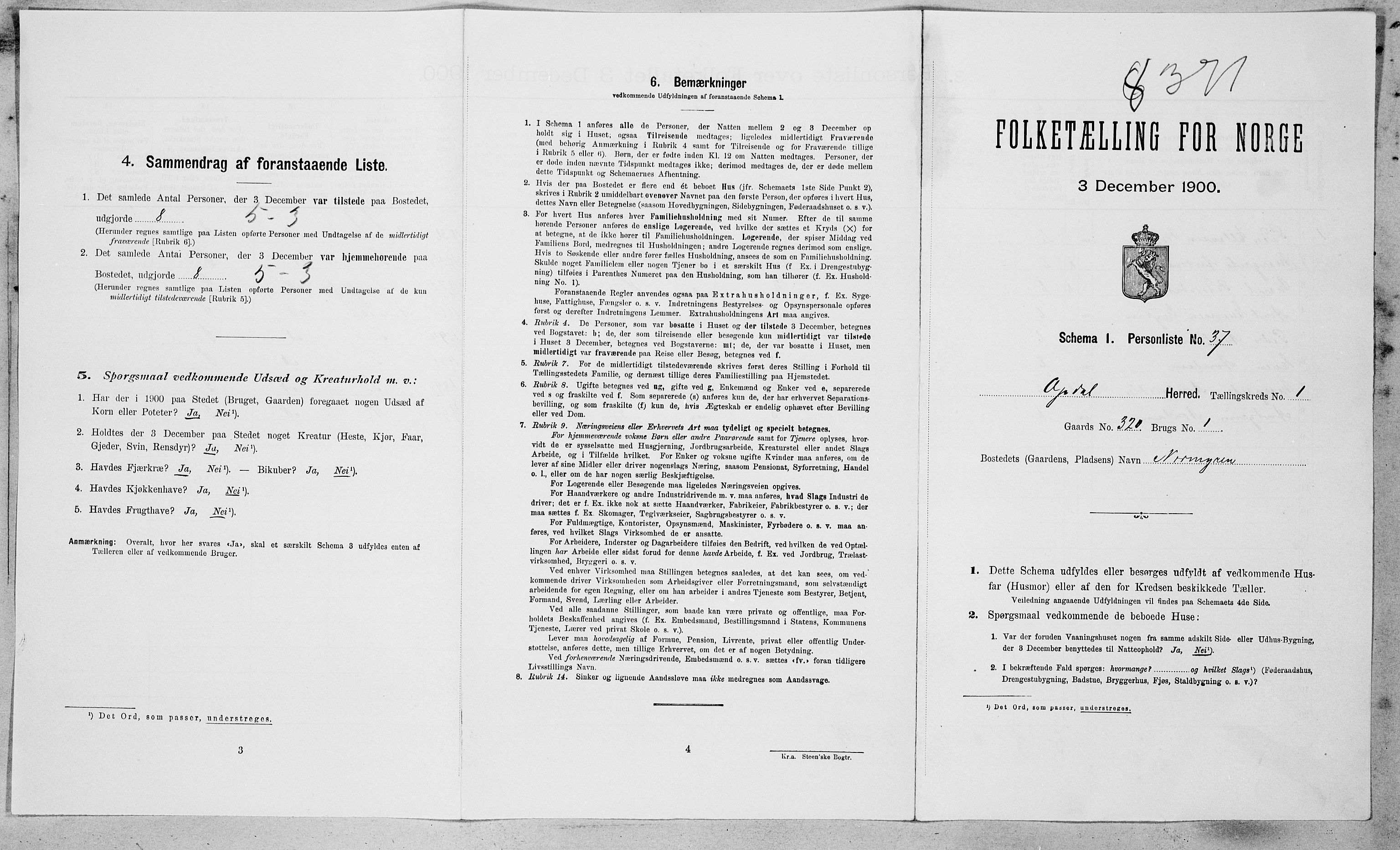 SAT, Folketelling 1900 for 1634 Oppdal herred, 1900, s. 172