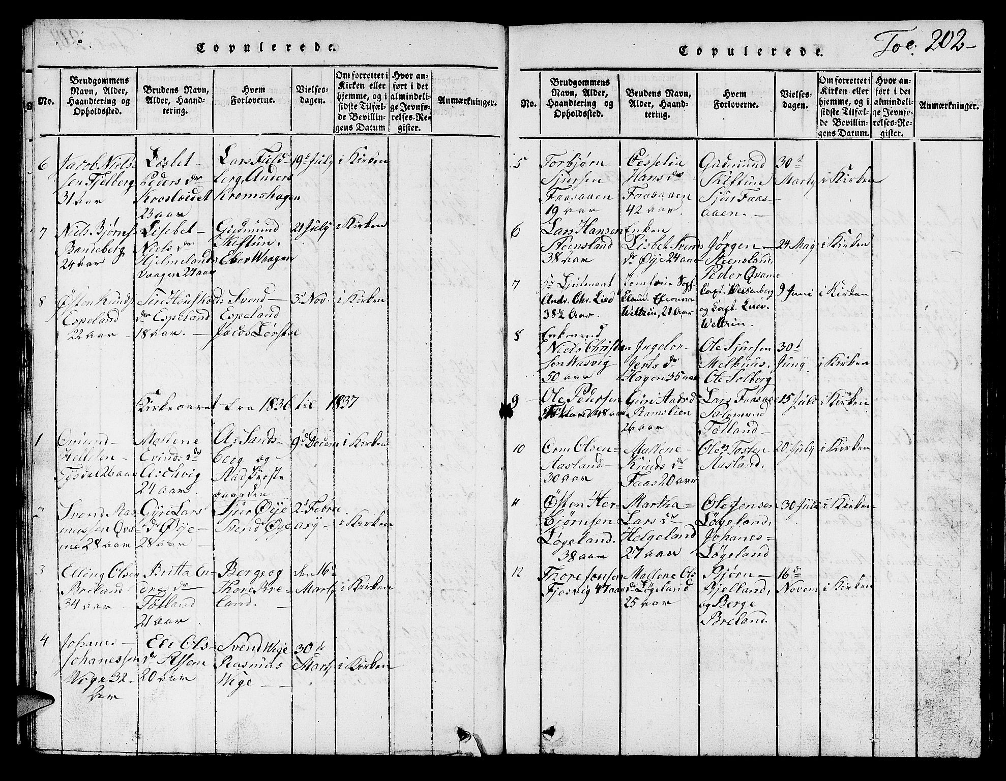 Hjelmeland sokneprestkontor, SAST/A-101843/01/V/L0001: Klokkerbok nr. B 1, 1816-1841, s. 202