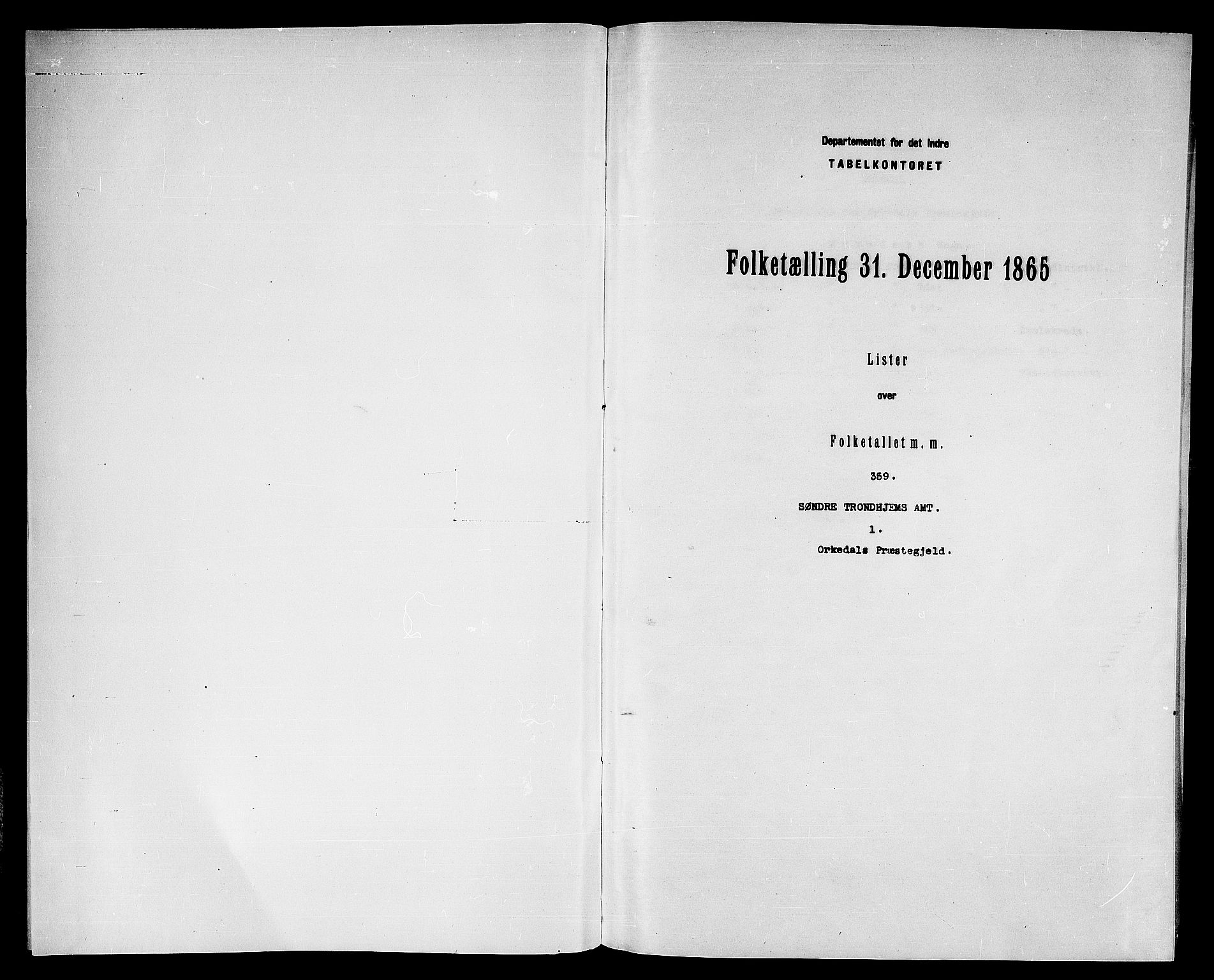 RA, Folketelling 1865 for 1638P Orkdal prestegjeld, 1865, s. 3