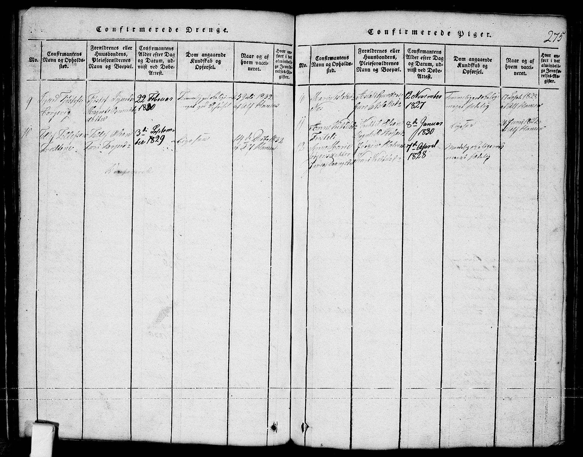 Nissedal kirkebøker, SAKO/A-288/G/Ga/L0001: Klokkerbok nr. I 1, 1814-1860, s. 275