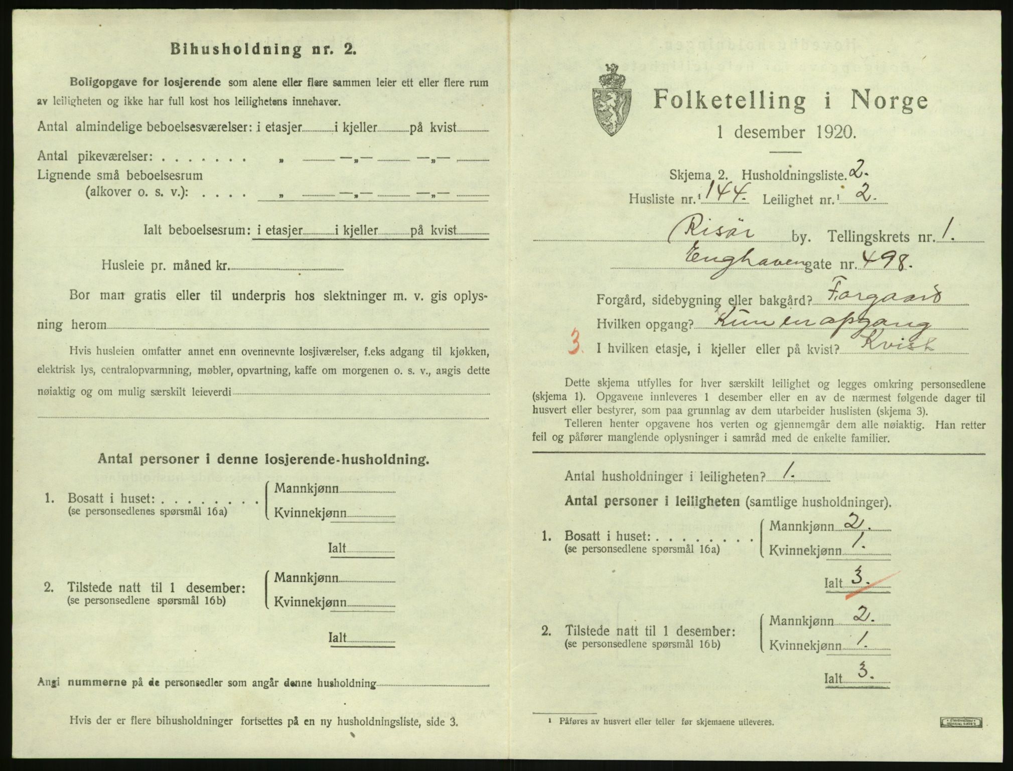 SAK, Folketelling 1920 for 0901 Risør kjøpstad, 1920, s. 1699