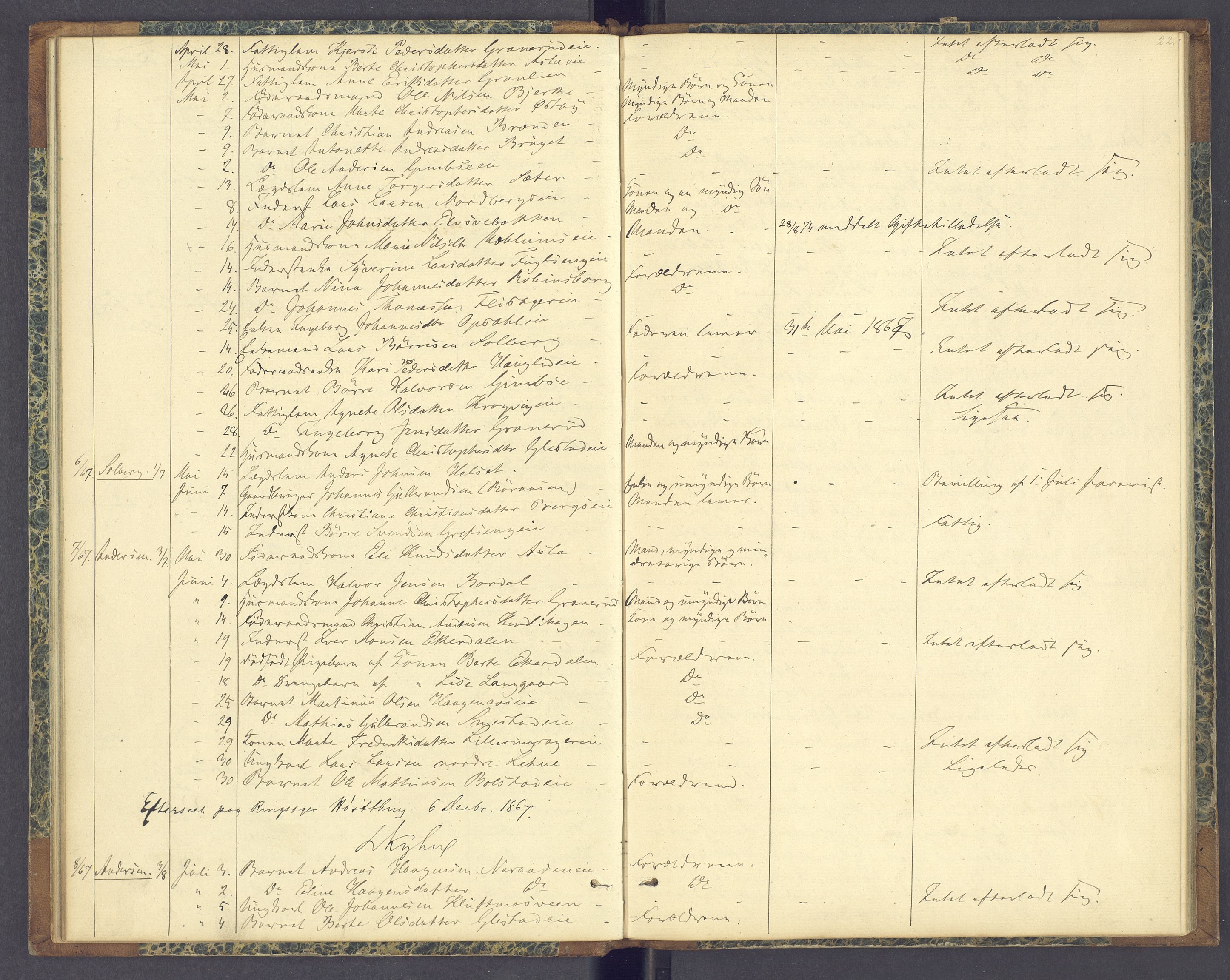 Nord-Hedmark sorenskriveri, AV/SAH-TING-012/J/Ji/L0001: Dødsfallsprotokoll, 1863-1879, s. 22