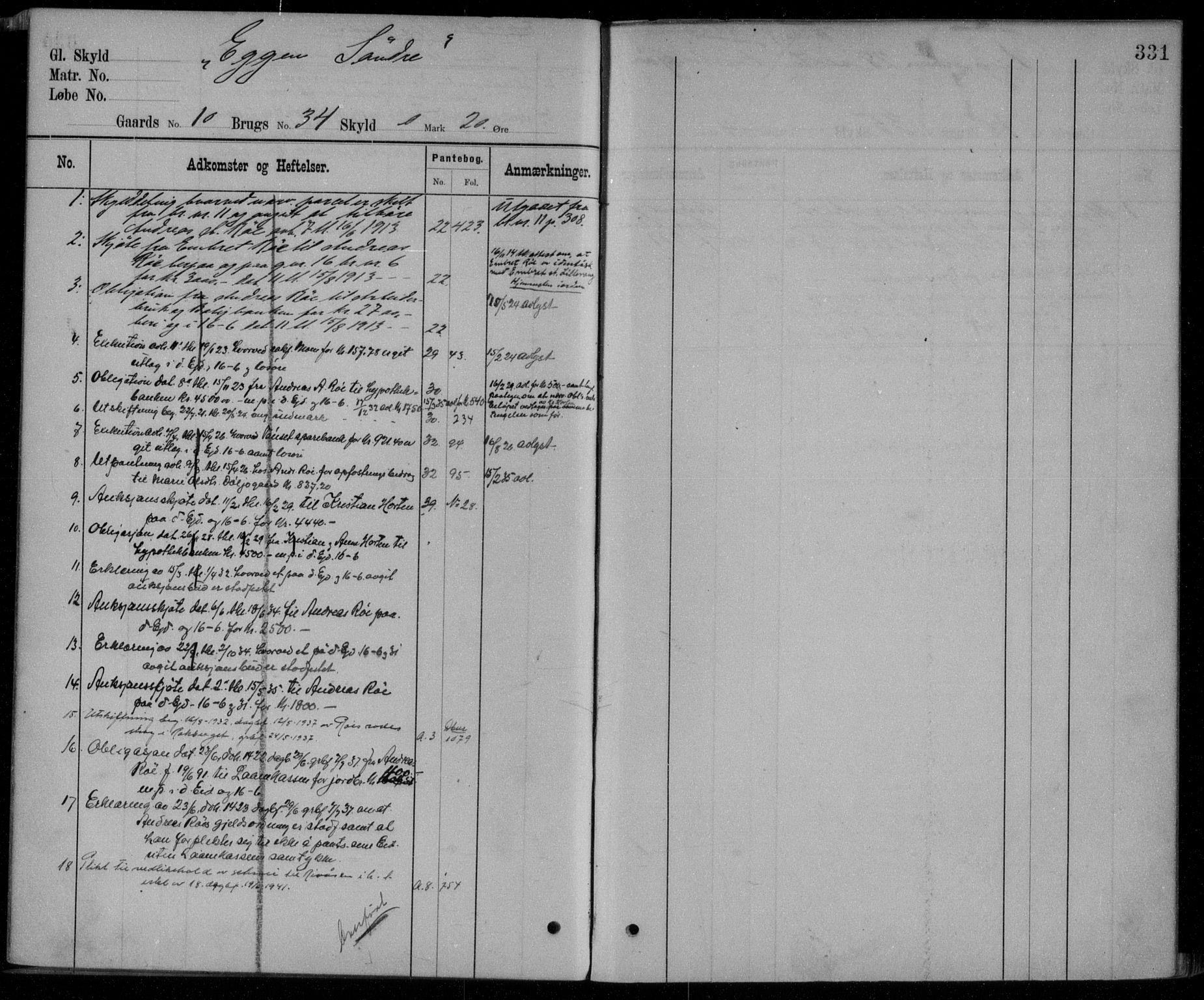 Nord-Østerdal tingrett, AV/SAH-TING-020/H/Ha/Hag/L0037: Panteregister nr. 1, 1896, s. 331