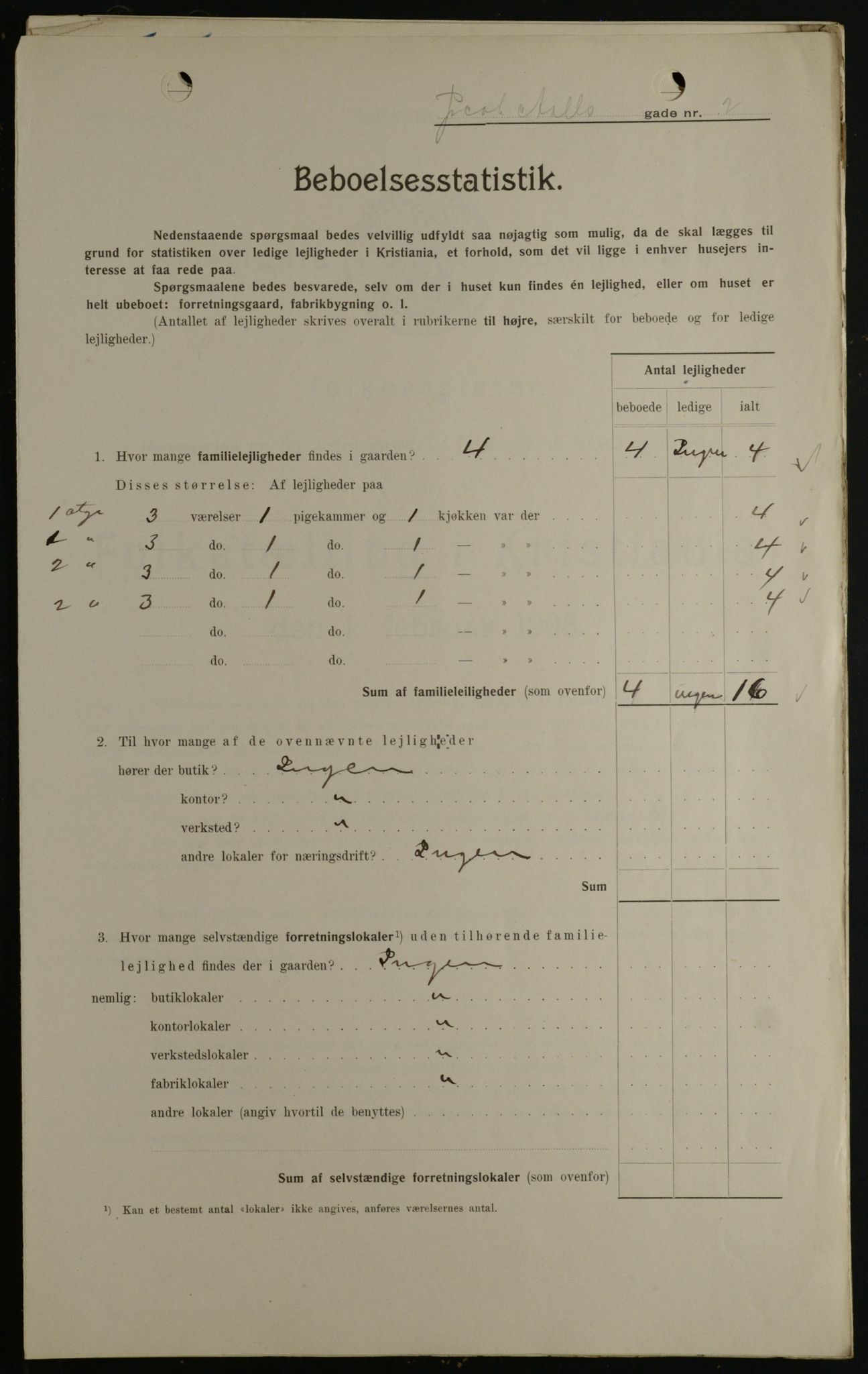 OBA, Kommunal folketelling 1.2.1908 for Kristiania kjøpstad, 1908, s. 40130