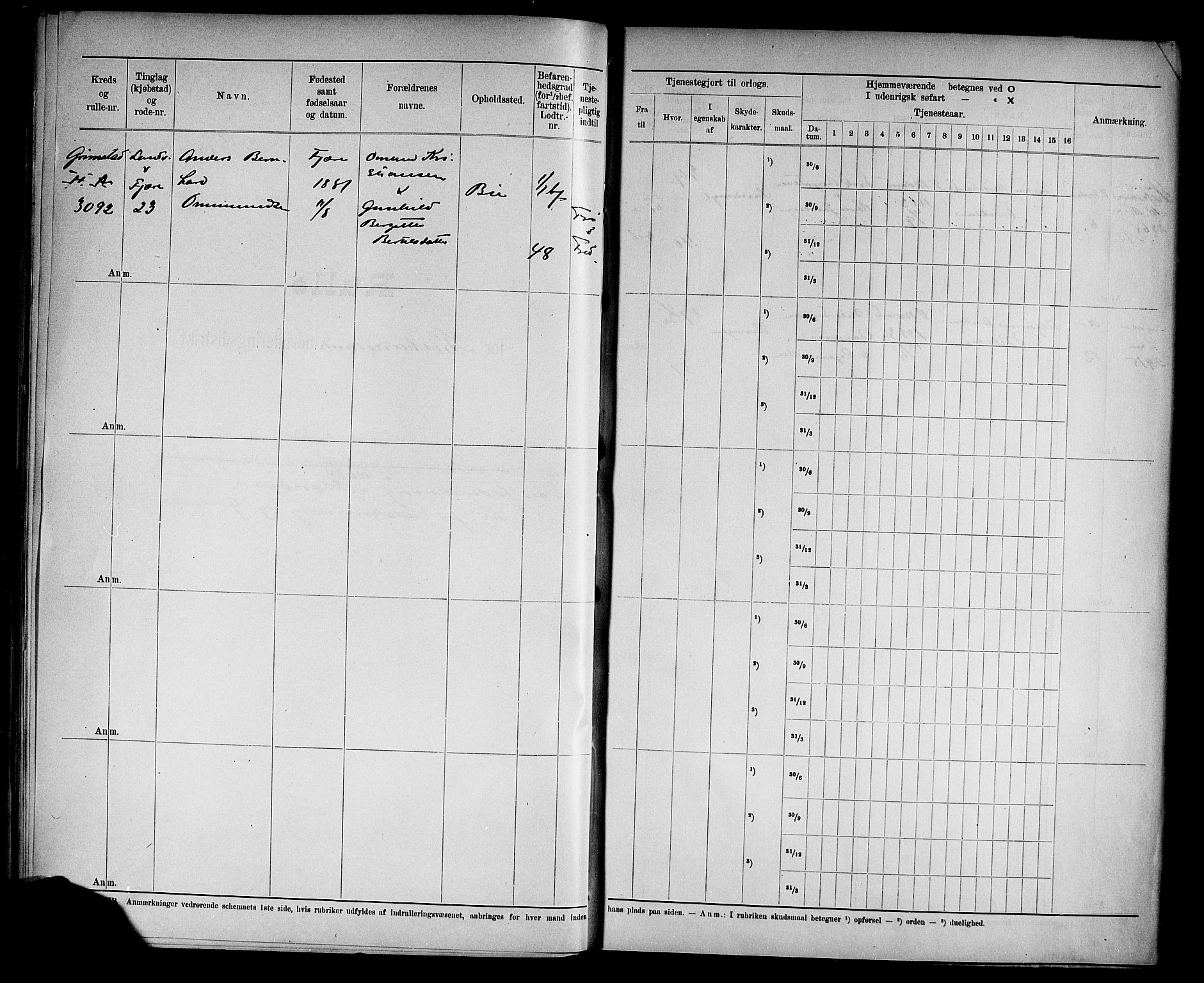 Kristiansand mønstringskrets, SAK/2031-0015/F/Fd/L0007: Rulle sjøvernepliktige, C-7, 1905, s. 58