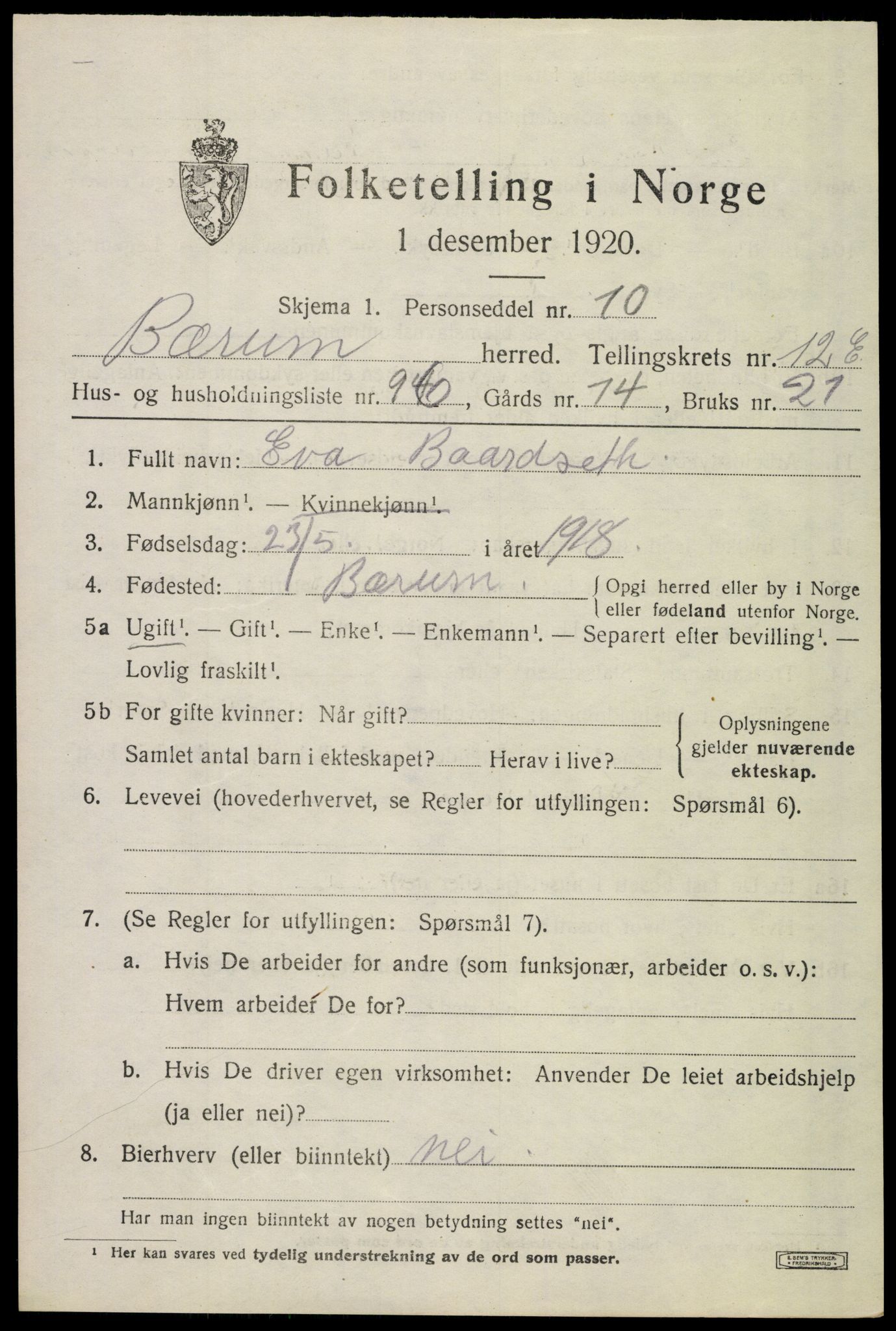 SAO, Folketelling 1920 for 0219 Bærum herred, 1920, s. 32502