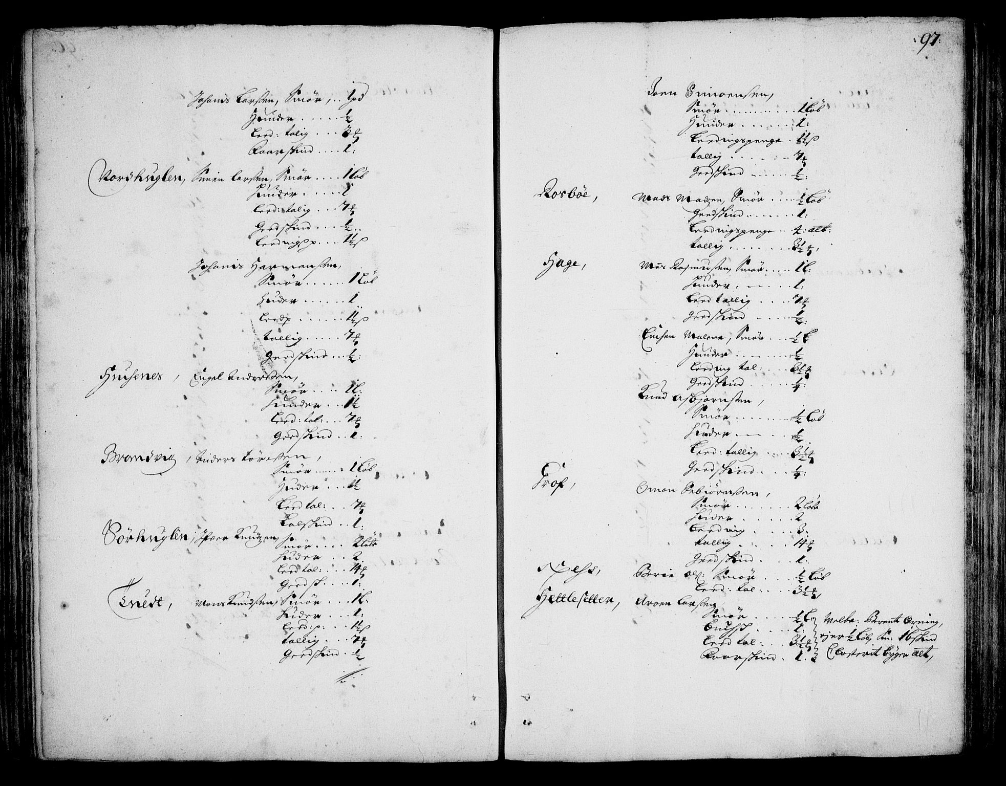 Rentekammeret inntil 1814, Realistisk ordnet avdeling, RA/EA-4070/On/L0002: [Jj 3]: Besiktigelsesforretninger over Halsnøy klosters gods, 1659-1703, s. 96b-97a