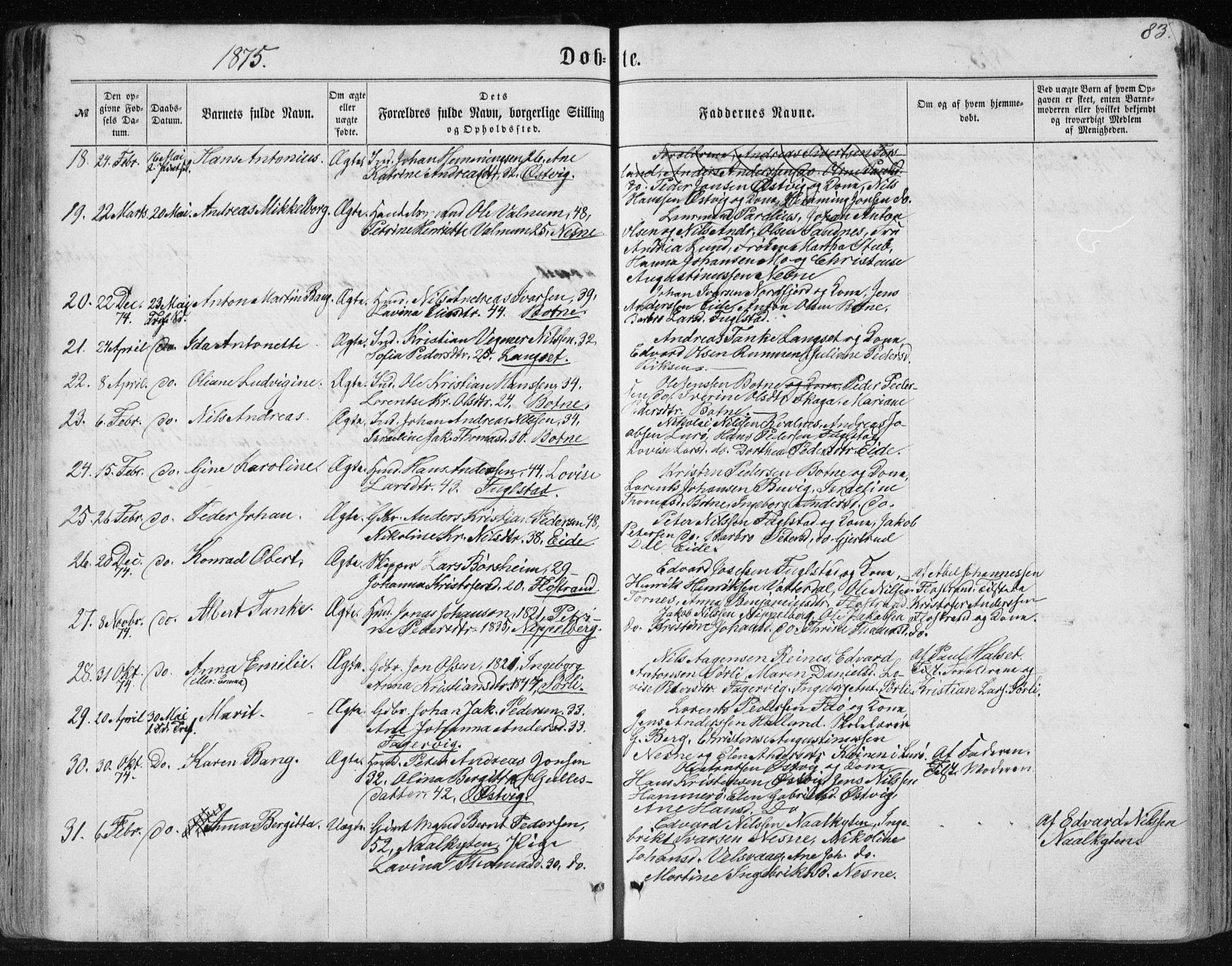 Ministerialprotokoller, klokkerbøker og fødselsregistre - Nordland, AV/SAT-A-1459/838/L0556: Klokkerbok nr. 838C03, 1861-1893, s. 83