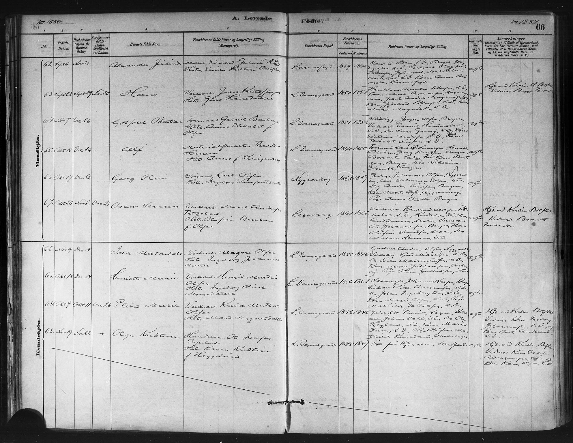 Askøy Sokneprestembete, AV/SAB-A-74101/H/Ha/Haa/Haae/L0002: Ministerialbok nr. E 2, 1878-1891, s. 66