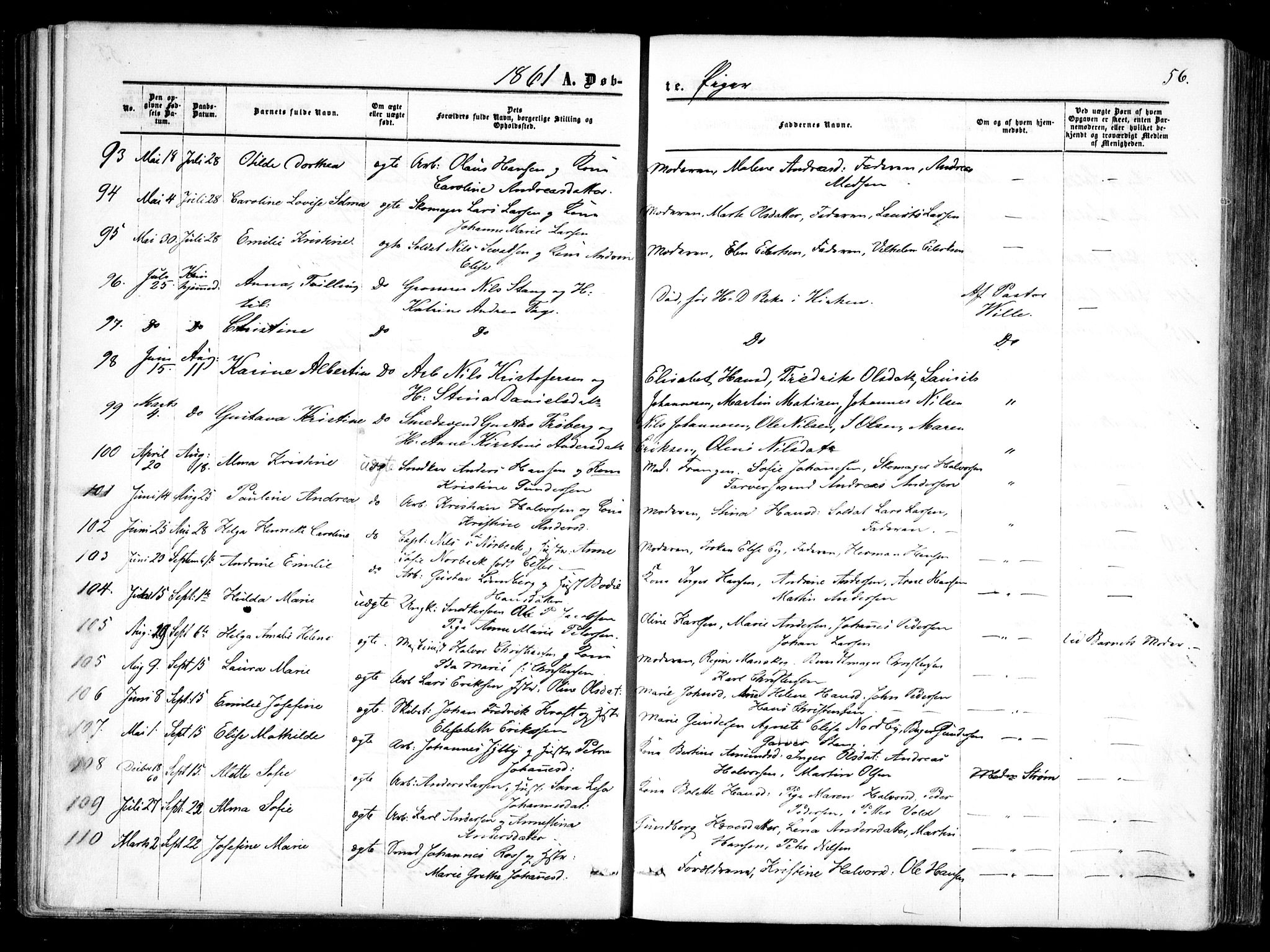 Halden prestekontor Kirkebøker, AV/SAO-A-10909/F/Fa/L0007: Ministerialbok nr. I 7, 1857-1865, s. 56