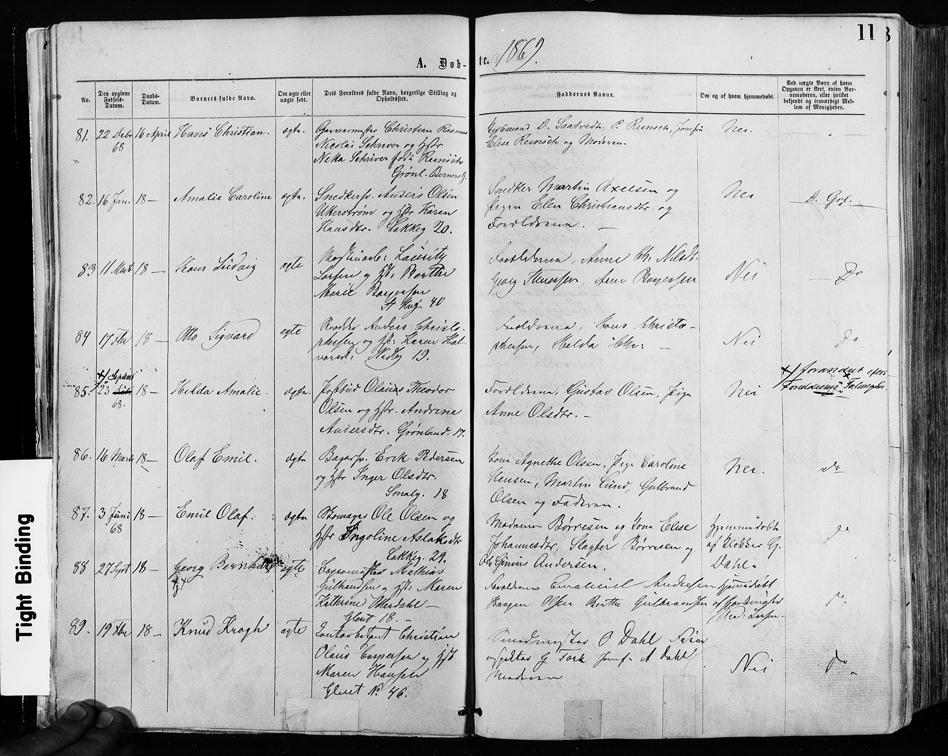 Grønland prestekontor Kirkebøker, SAO/A-10848/F/Fa/L0004: Ministerialbok nr. 4, 1869-1880, s. 11