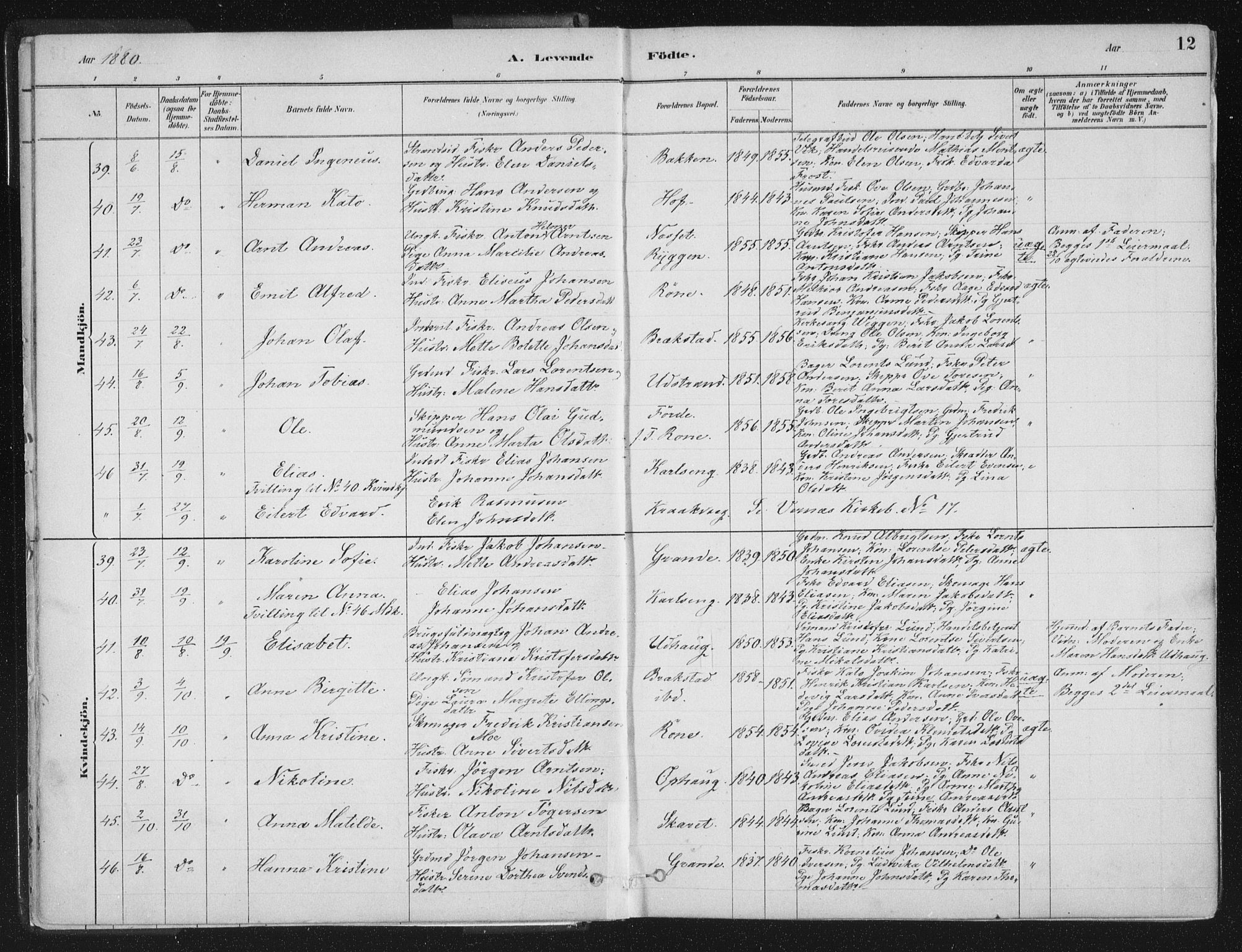 Ministerialprotokoller, klokkerbøker og fødselsregistre - Sør-Trøndelag, SAT/A-1456/659/L0739: Ministerialbok nr. 659A09, 1879-1893, s. 12