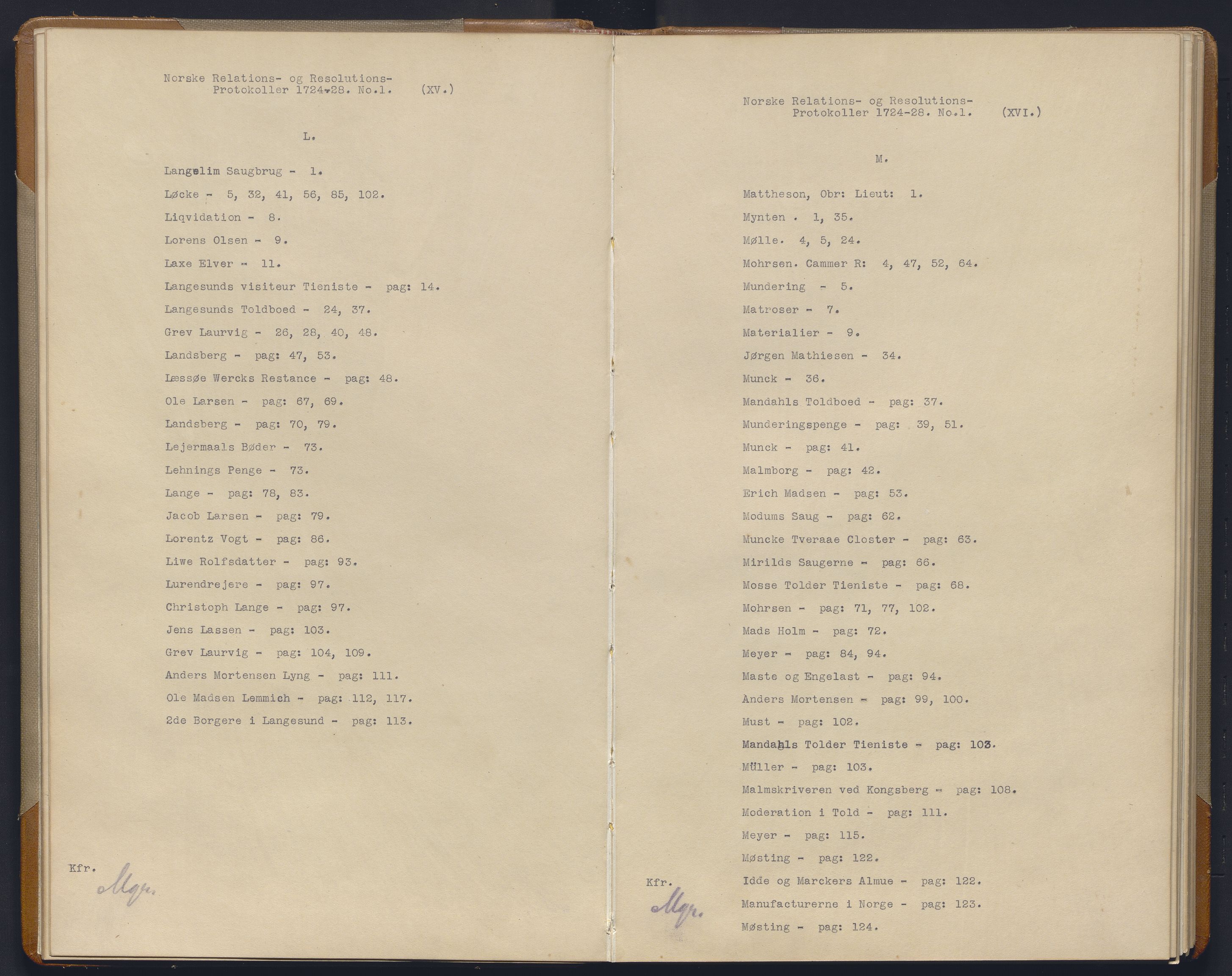 Avskriftsamlingen, AV/RA-EA-4022/F/Fb/L0115: Registratur over norske Relasjons- og resolusjonsprotkoller, 1724-1728, s. 12