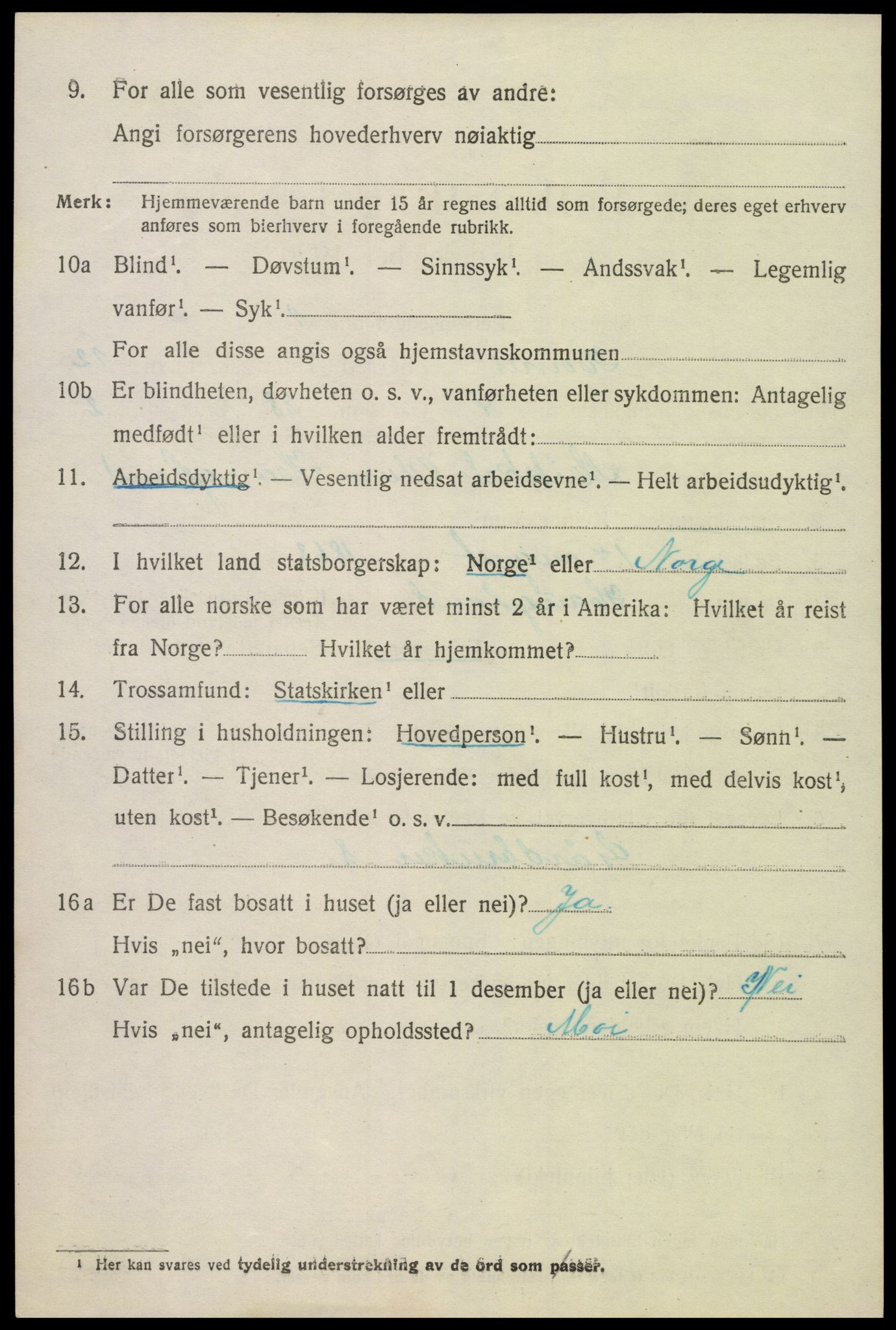 SAK, Folketelling 1920 for 0936 Hornnes herred, 1920, s. 2908