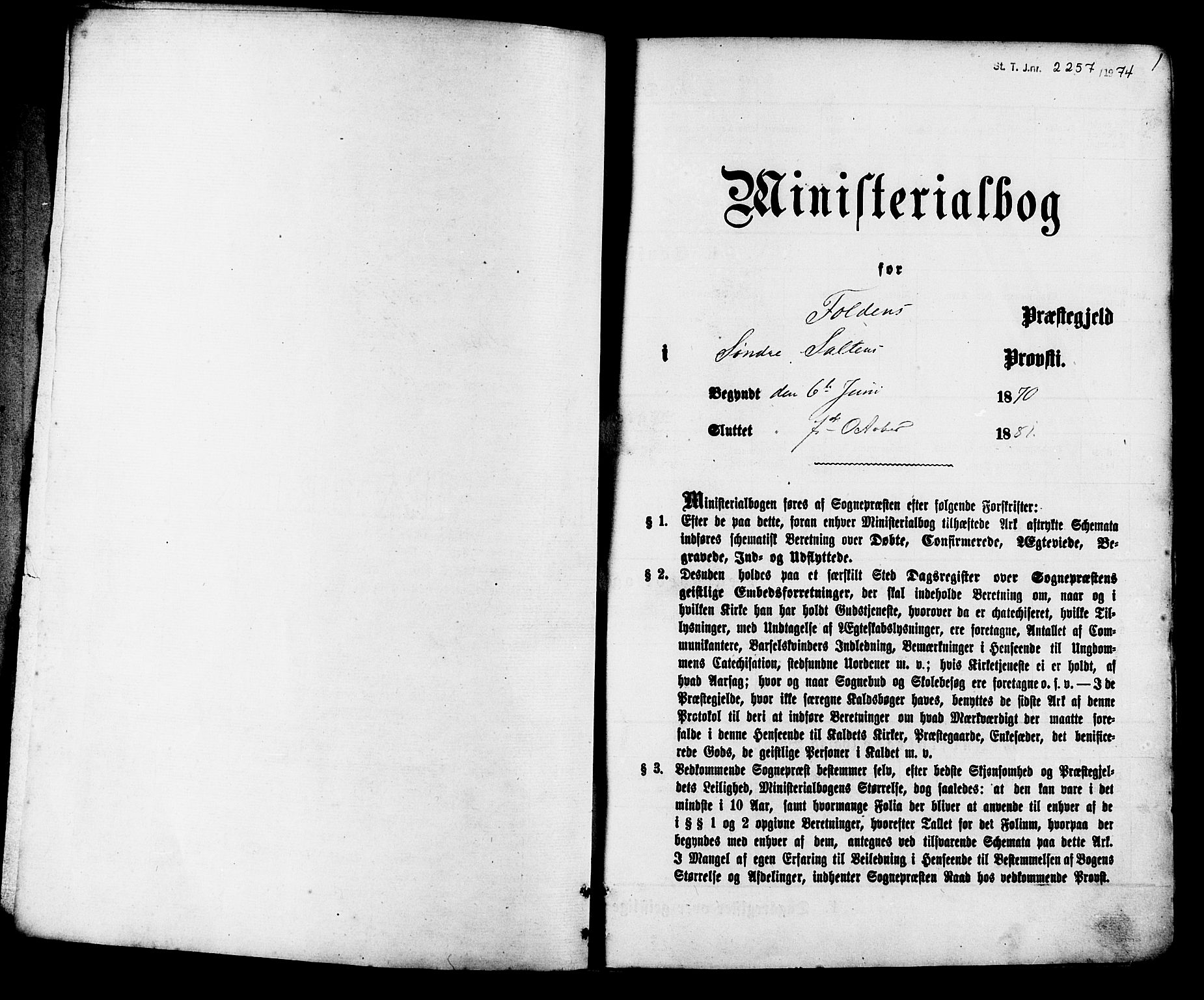 Ministerialprotokoller, klokkerbøker og fødselsregistre - Nordland, AV/SAT-A-1459/853/L0771: Ministerialbok nr. 853A10, 1870-1881, s. 1