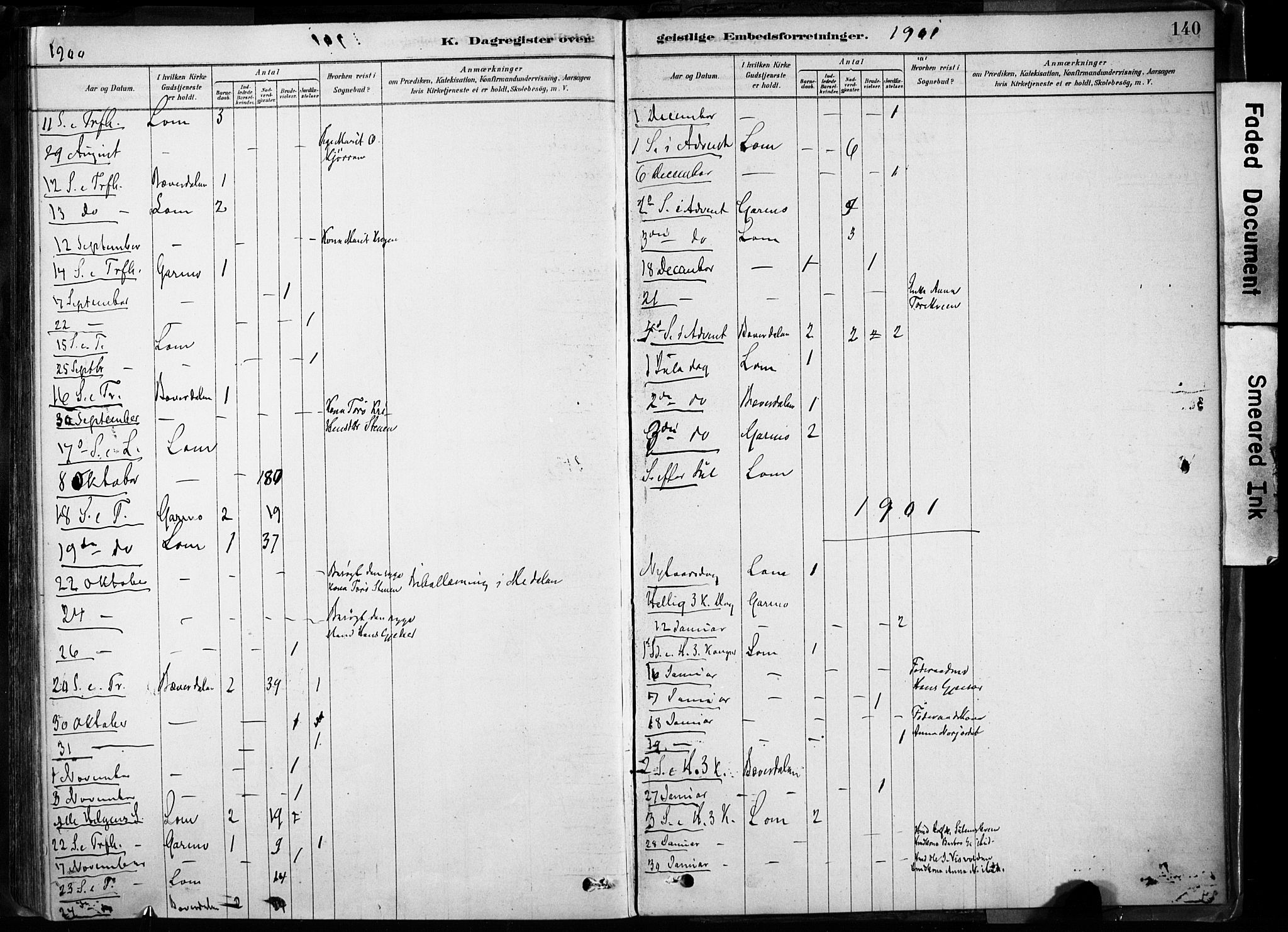 Lom prestekontor, SAH/PREST-070/K/L0009: Ministerialbok nr. 9, 1878-1907, s. 140