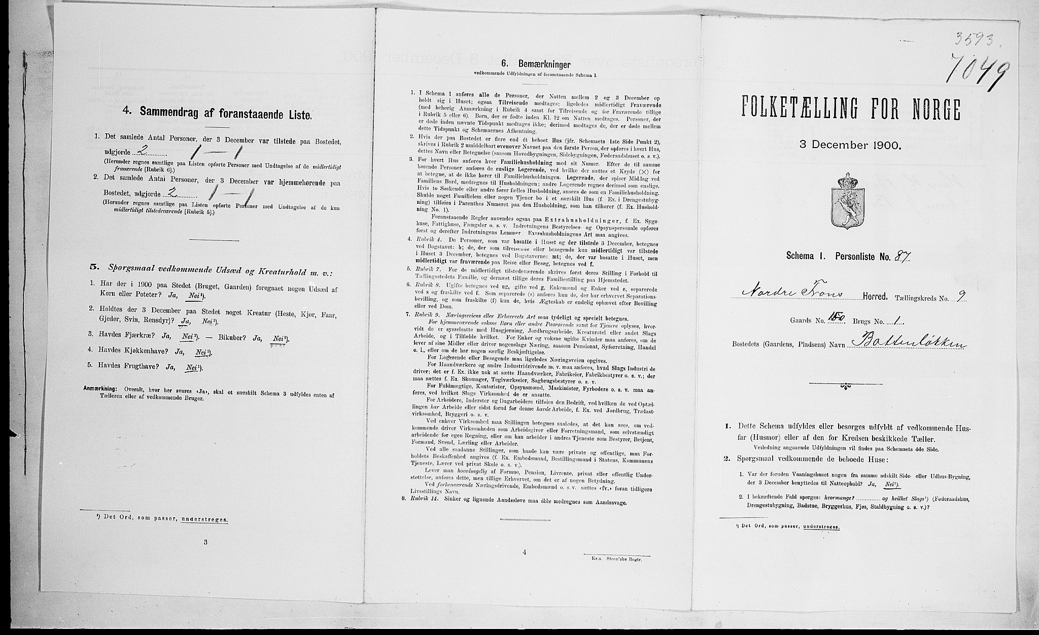 SAH, Folketelling 1900 for 0518 Nord-Fron herred, 1900, s. 105