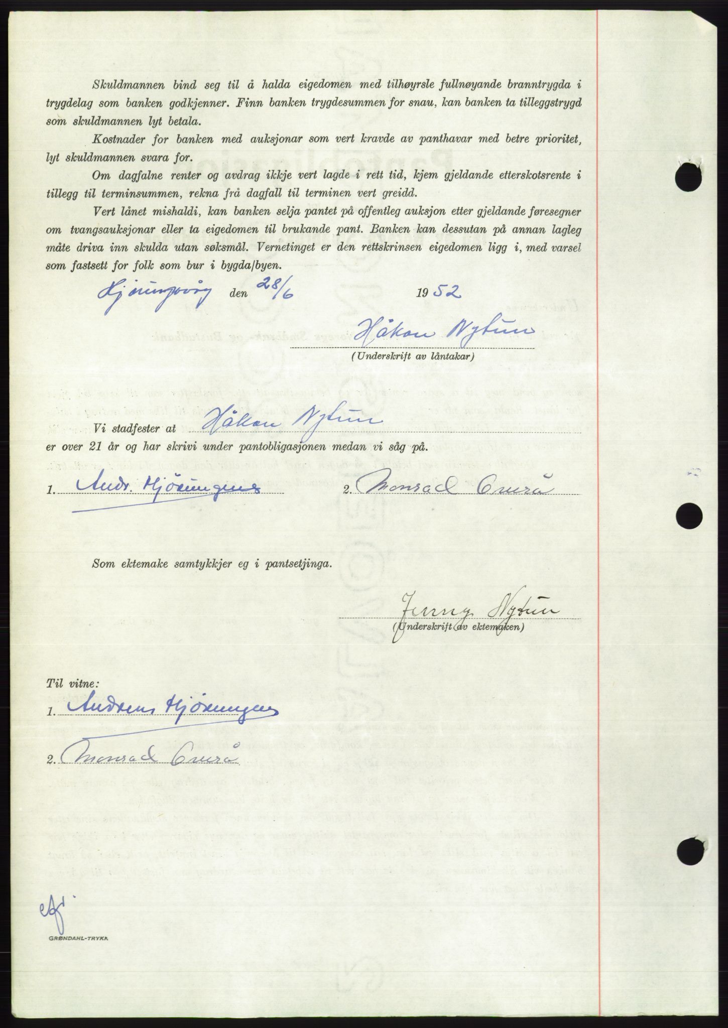 Søre Sunnmøre sorenskriveri, AV/SAT-A-4122/1/2/2C/L0121: Pantebok nr. 9B, 1951-1952, Dagboknr: 1298/1952