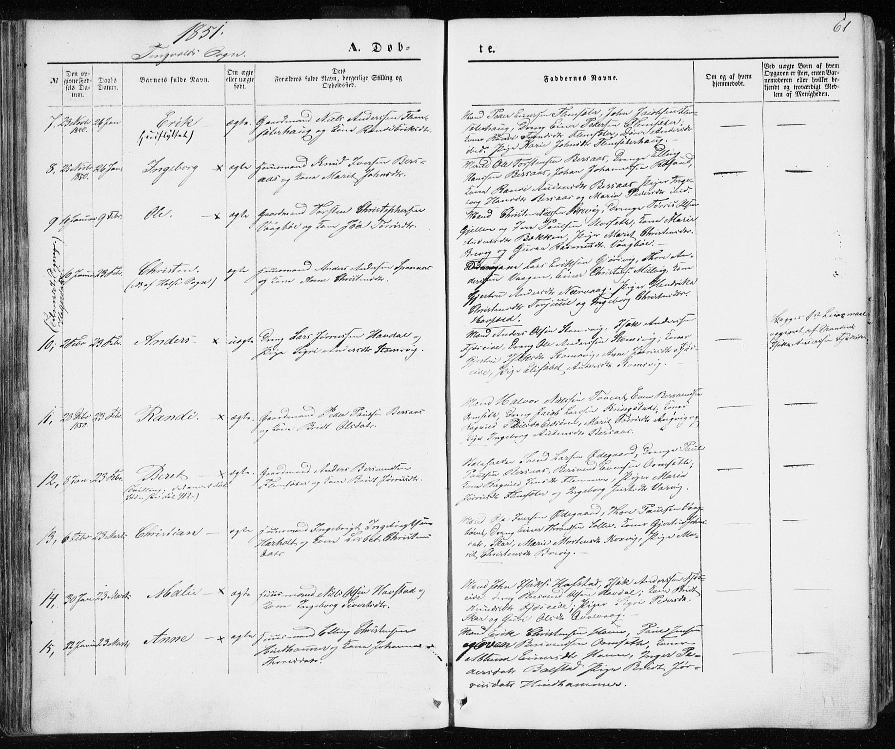 Ministerialprotokoller, klokkerbøker og fødselsregistre - Møre og Romsdal, AV/SAT-A-1454/586/L0984: Ministerialbok nr. 586A10, 1844-1856, s. 61