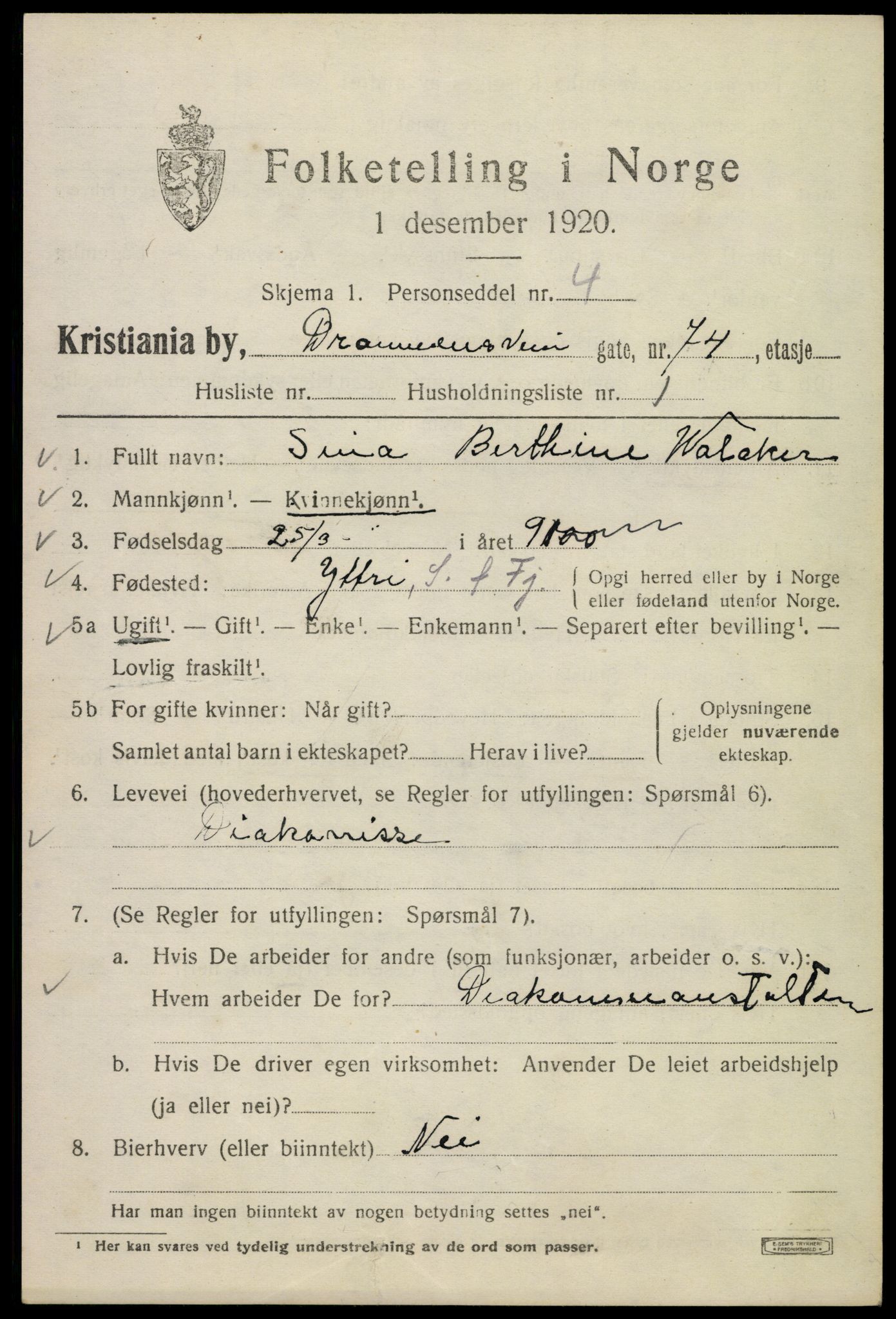SAO, Folketelling 1920 for 0301 Kristiania kjøpstad, 1920, s. 202465