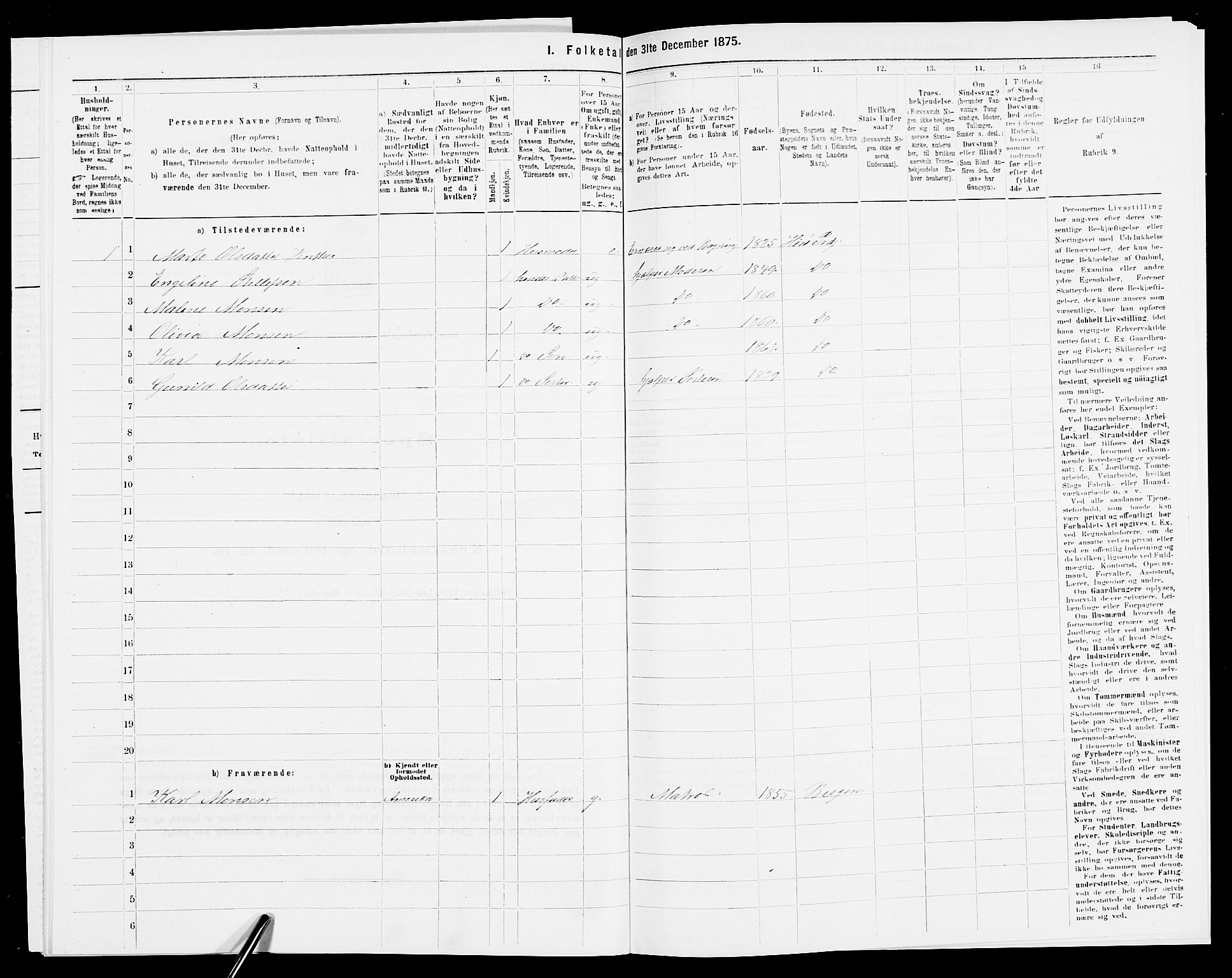 SAK, Folketelling 1875 for 0922P Hisøy prestegjeld, 1875, s. 145