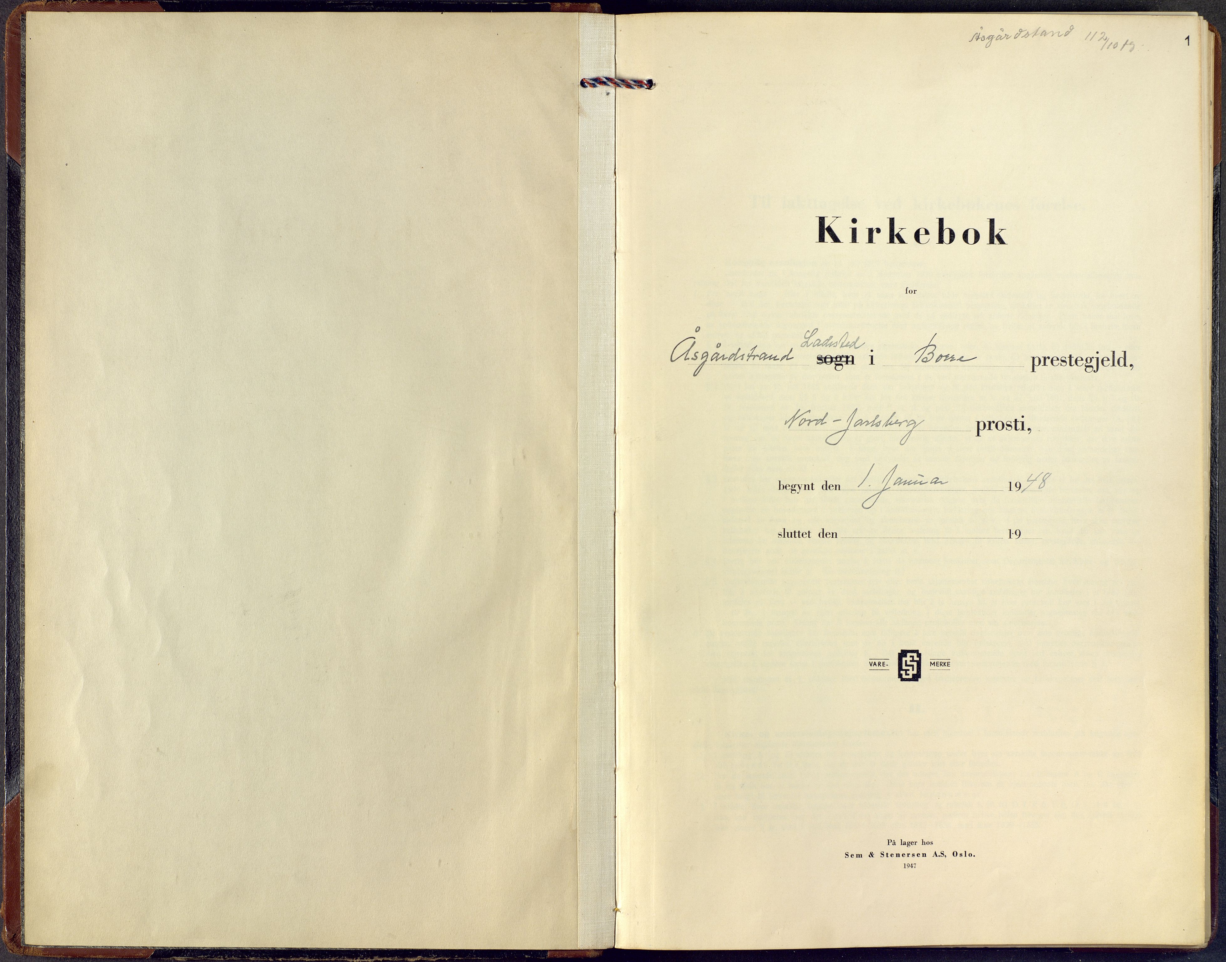 Borre kirkebøker, SAKO/A-338/F/Fb/L0004: Ministerialbok nr. II 4, 1948-1965, s. 1