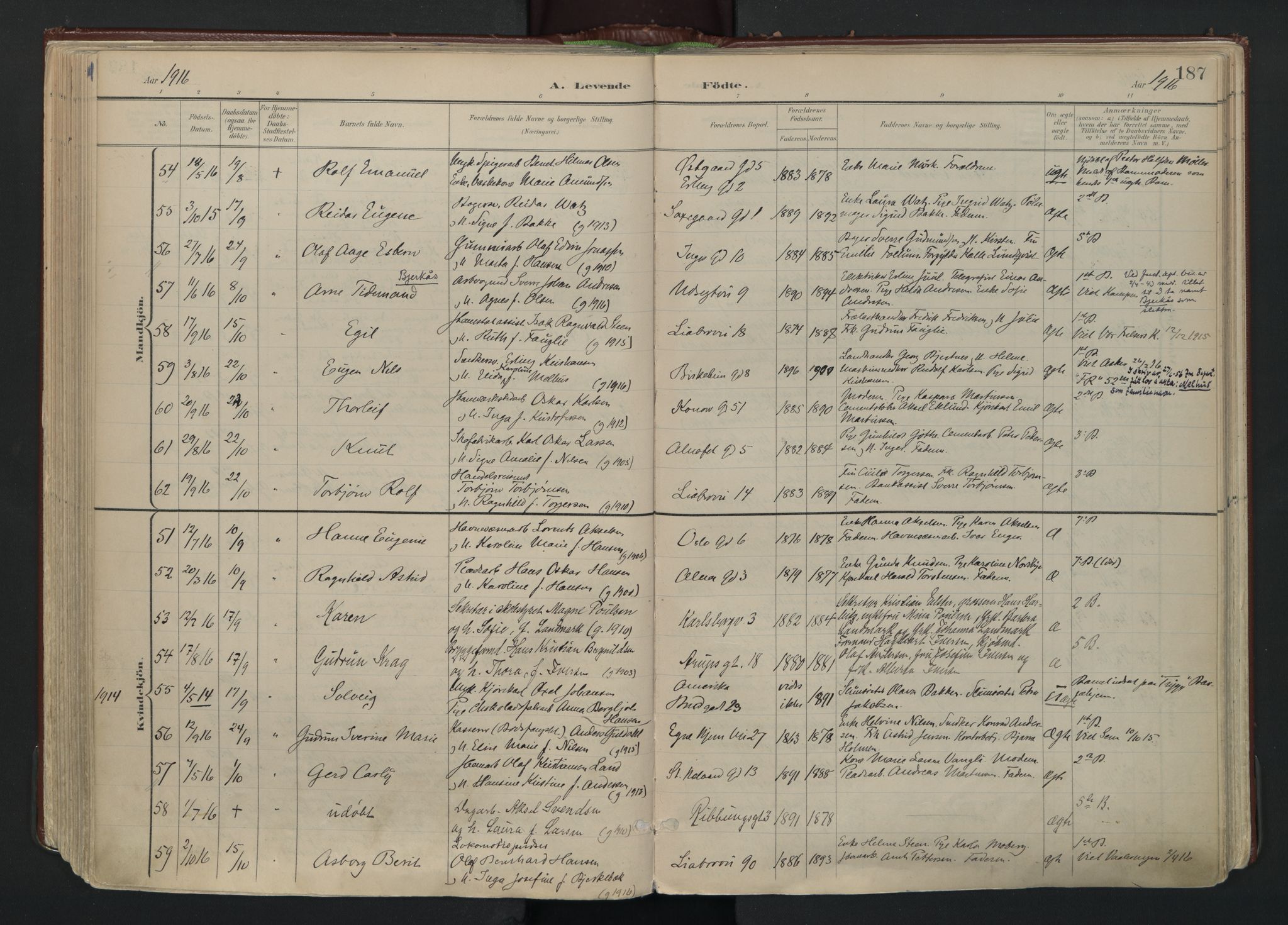 Gamlebyen prestekontor Kirkebøker, AV/SAO-A-10884/F/Fa/L0010: Ministerialbok nr. 10, 1895-1935, s. 187
