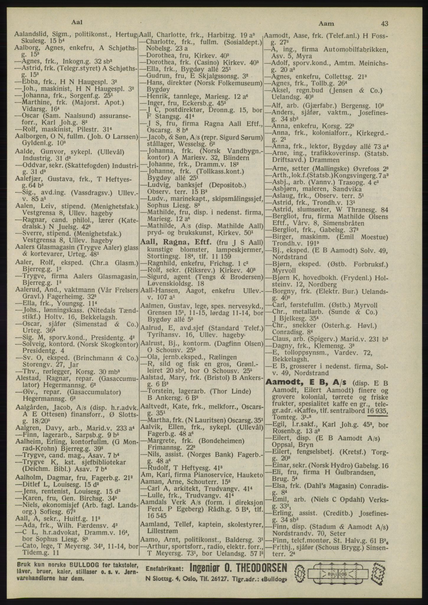 Kristiania/Oslo adressebok, PUBL/-, 1945, s. 39