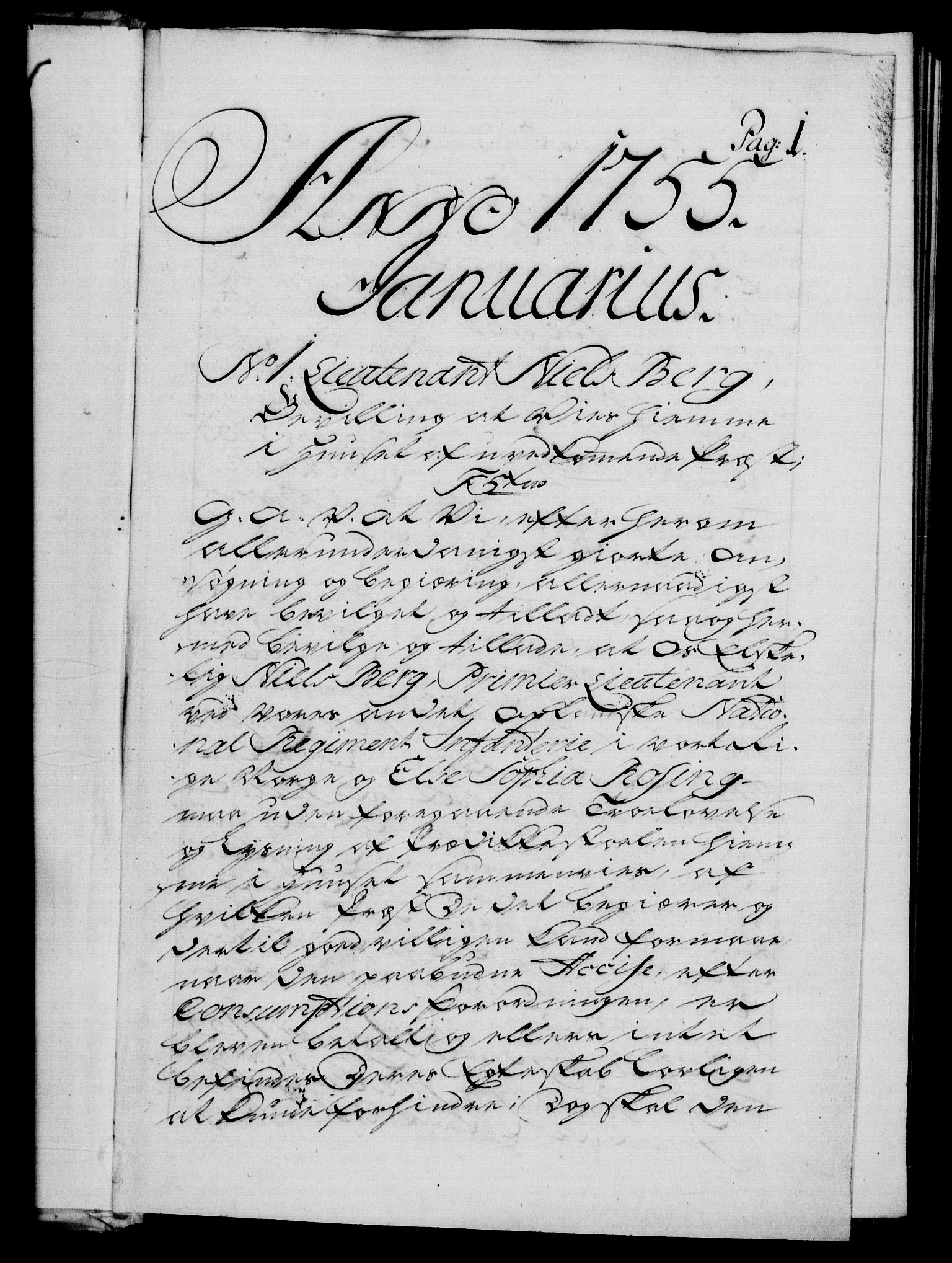 Danske Kanselli 1572-1799, RA/EA-3023/F/Fc/Fca/Fcaa/L0039: Norske registre, 1755-1756, s. 1a