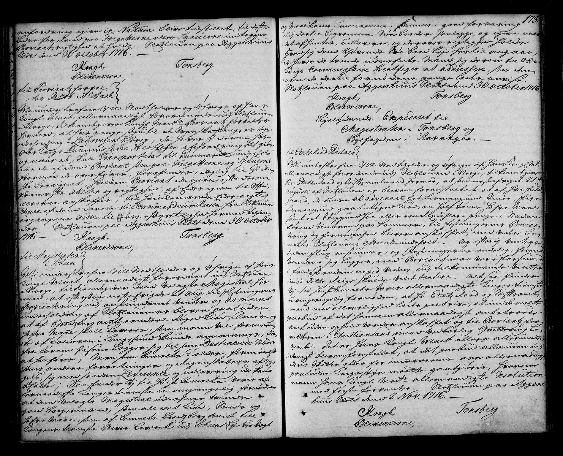 Stattholderembetet 1572-1771, AV/RA-EA-2870/Bd/L0010: Ordreprotokoll, 1715-1717, s. 172b-173a