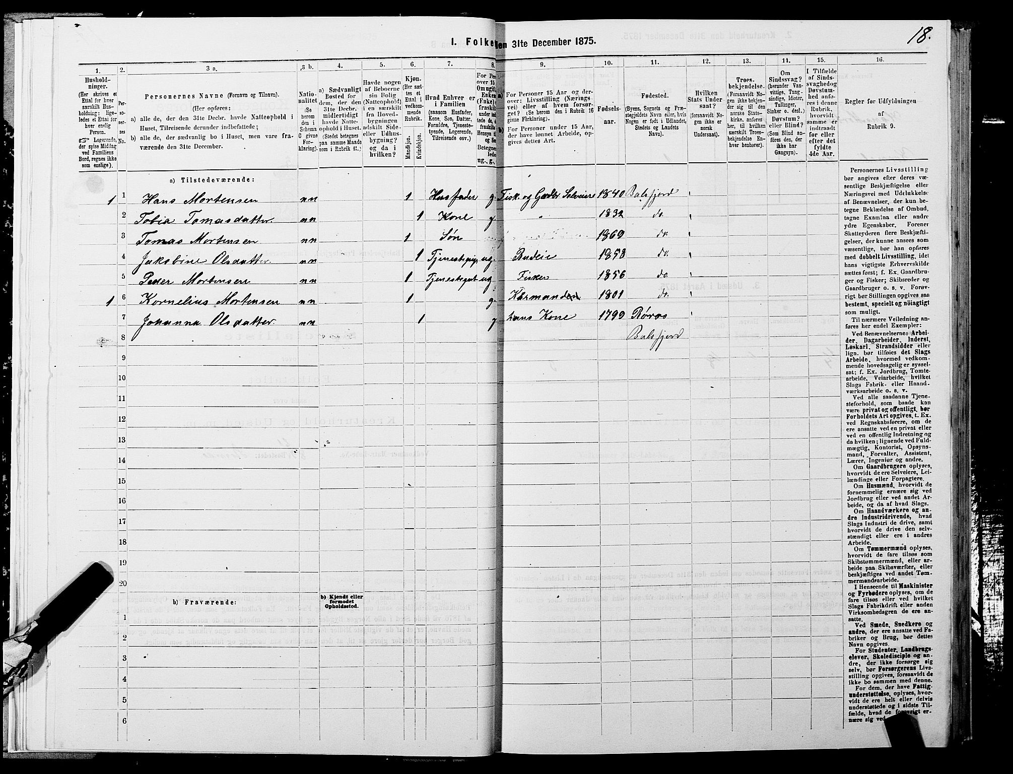 SATØ, Folketelling 1875 for 1933P Balsfjord prestegjeld, 1875, s. 1018