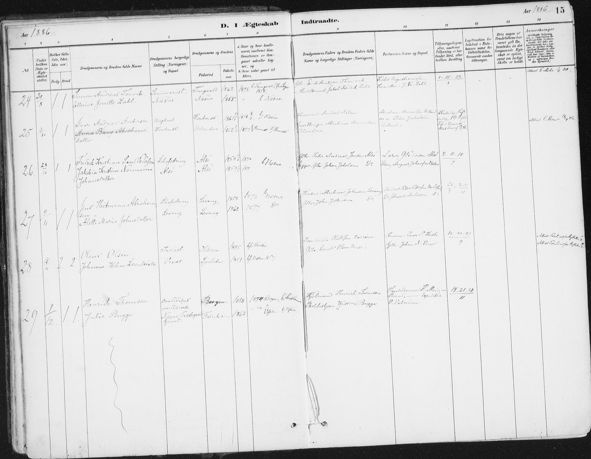 Ministerialprotokoller, klokkerbøker og fødselsregistre - Nordland, SAT/A-1459/838/L0553: Ministerialbok nr. 838A11, 1880-1910, s. 15