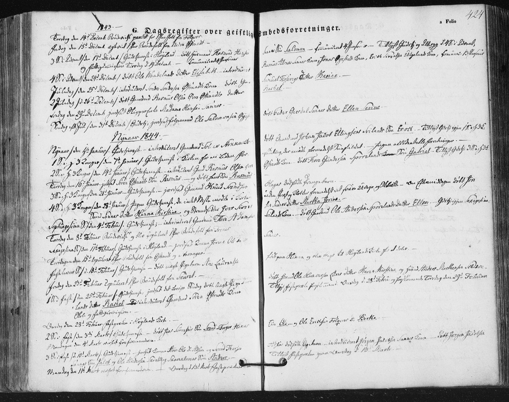 Høyland sokneprestkontor, AV/SAST-A-101799/001/30BA/L0008: Ministerialbok nr. A 8, 1841-1856, s. 424