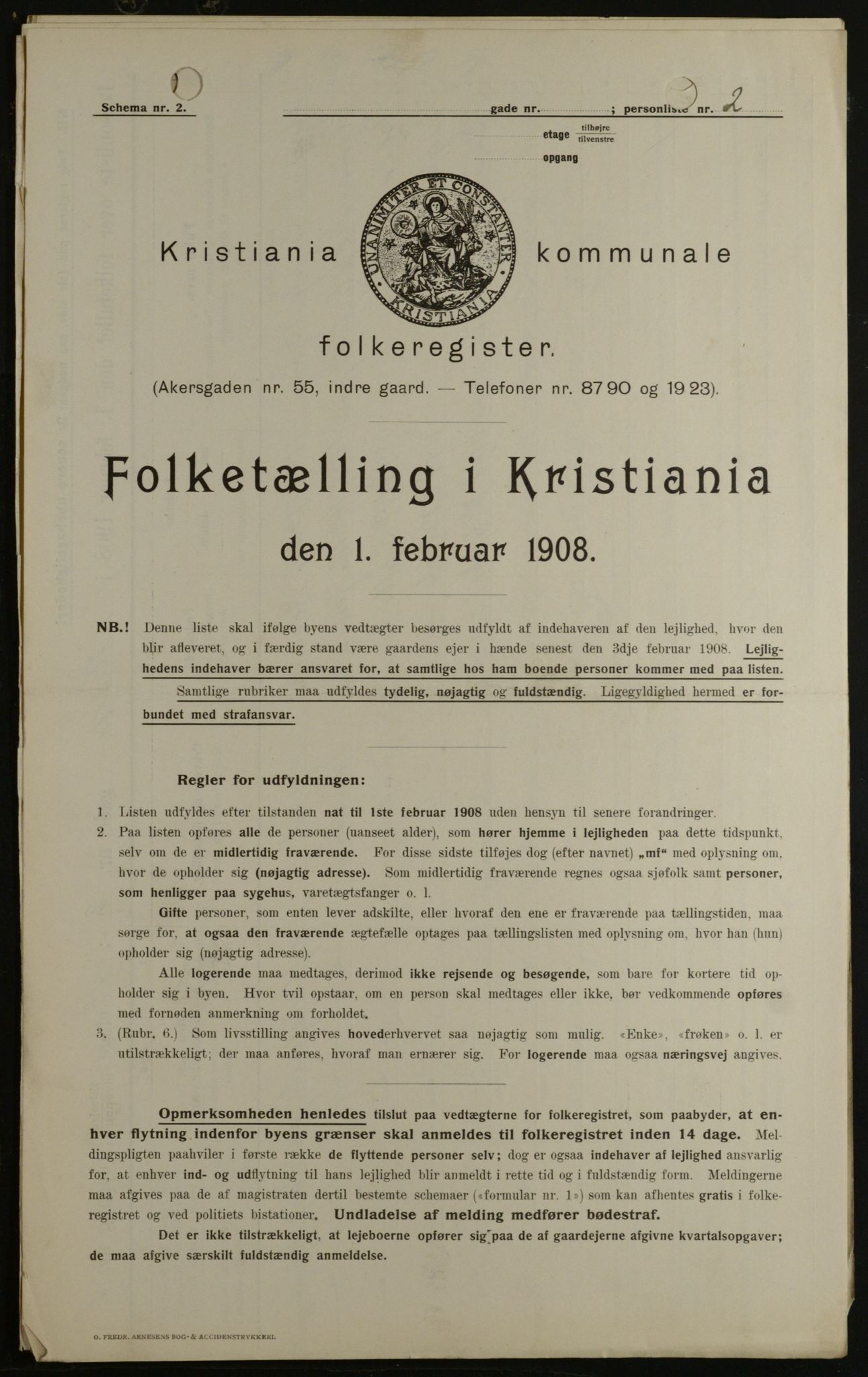 OBA, Kommunal folketelling 1.2.1908 for Kristiania kjøpstad, 1908, s. 36846