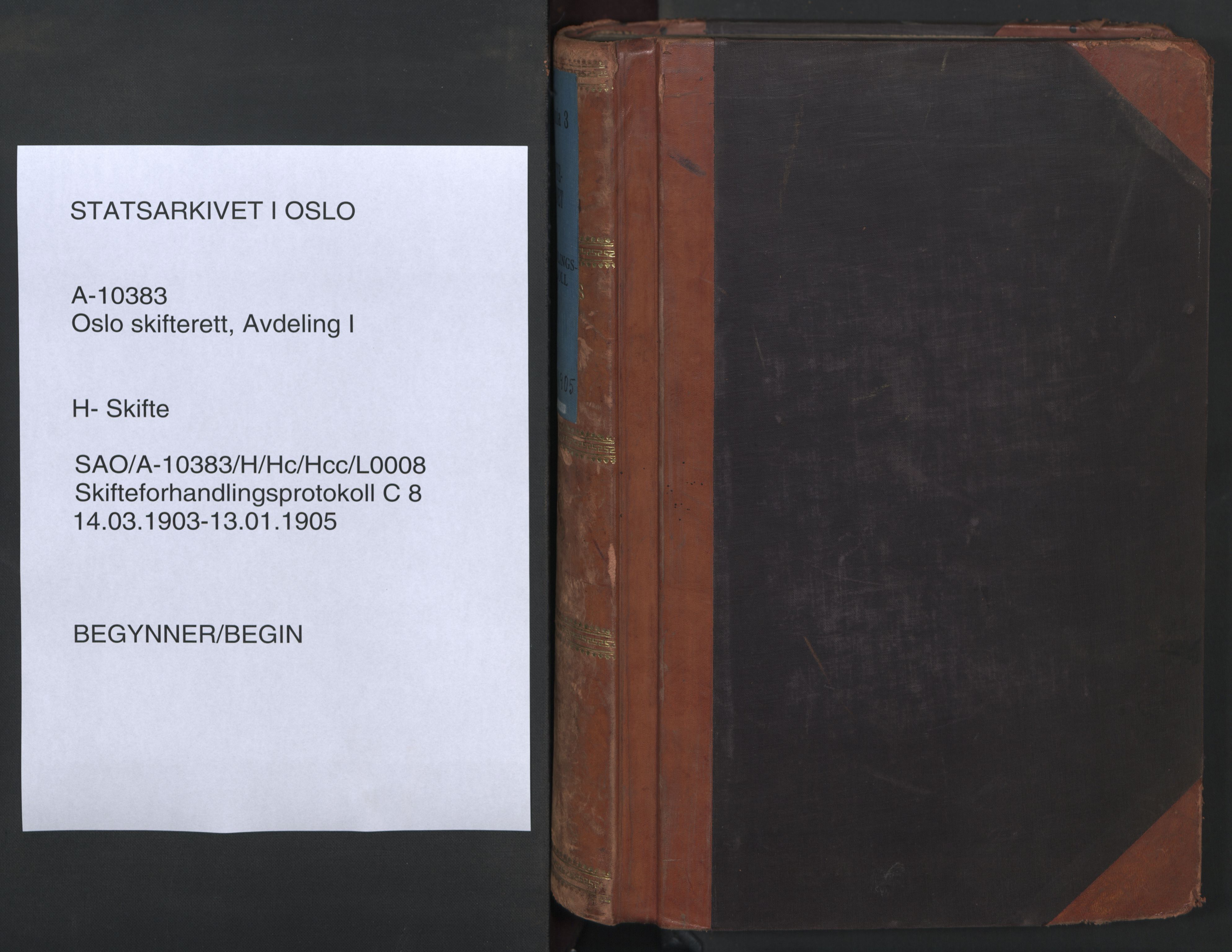 Oslo skifterett, SAO/A-10383/H/Hc/Hcc/L0008: Skifteforhandlingsprotokoll, 1903-1905