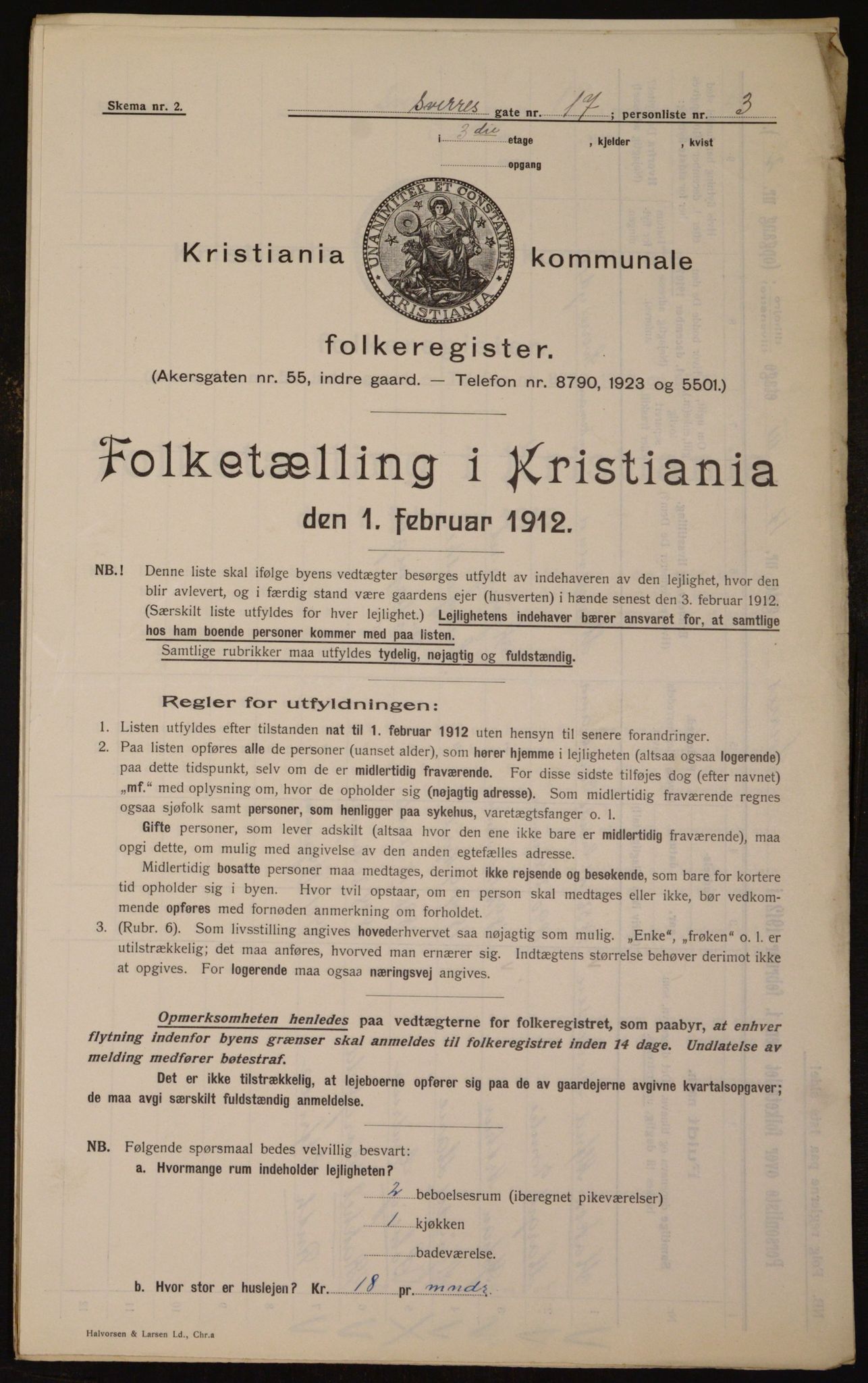 OBA, Kommunal folketelling 1.2.1912 for Kristiania, 1912, s. 105993