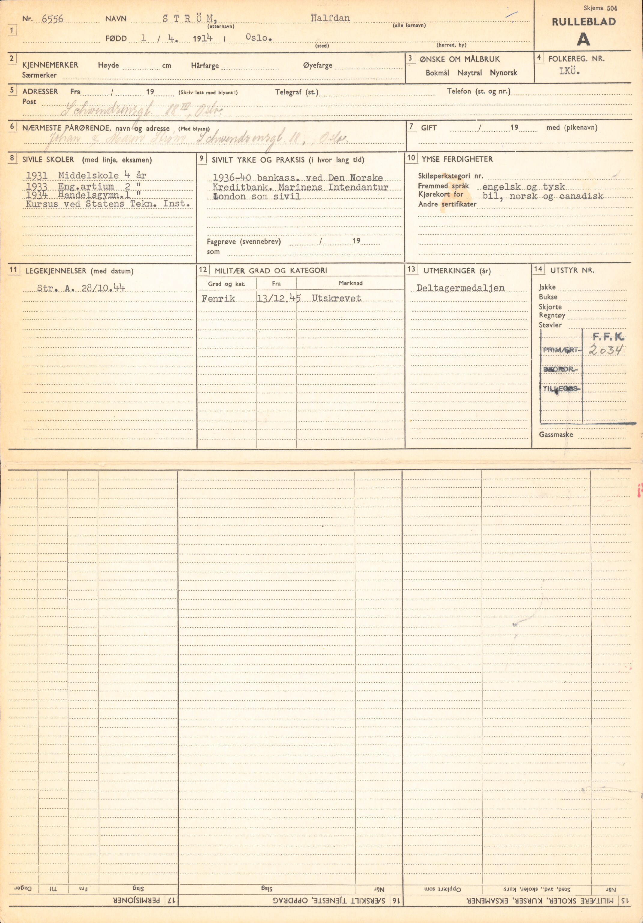 Forsvaret, Forsvarets overkommando/Luftforsvarsstaben, AV/RA-RAFA-4079/P/Pa/L0038: Personellpapirer, 1914, s. 203