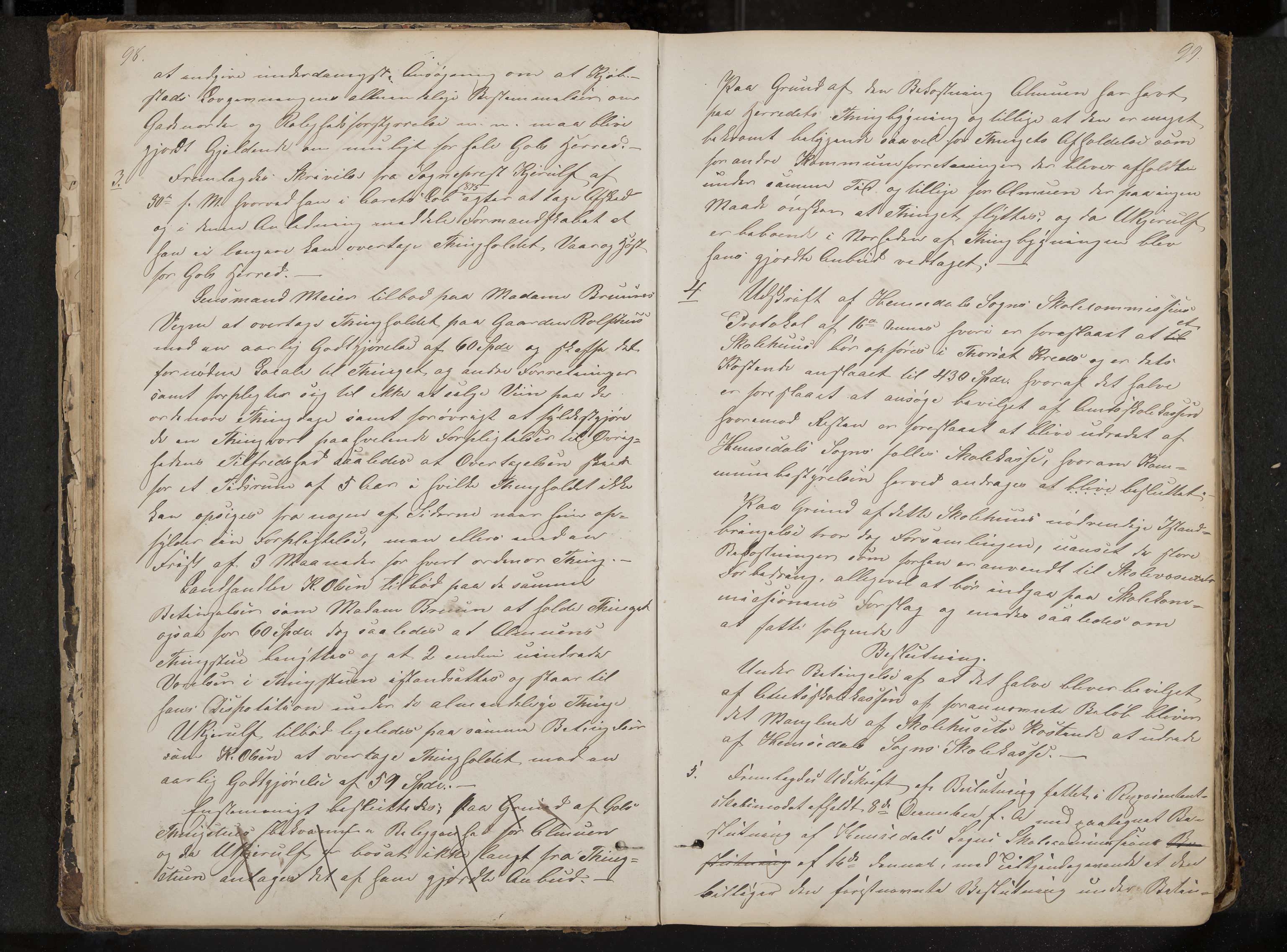 Gol formannskap og sentraladministrasjon, IKAK/0617021-1/A/Aa/L0002: Møtebok med register, 1870-1892, s. 98-99