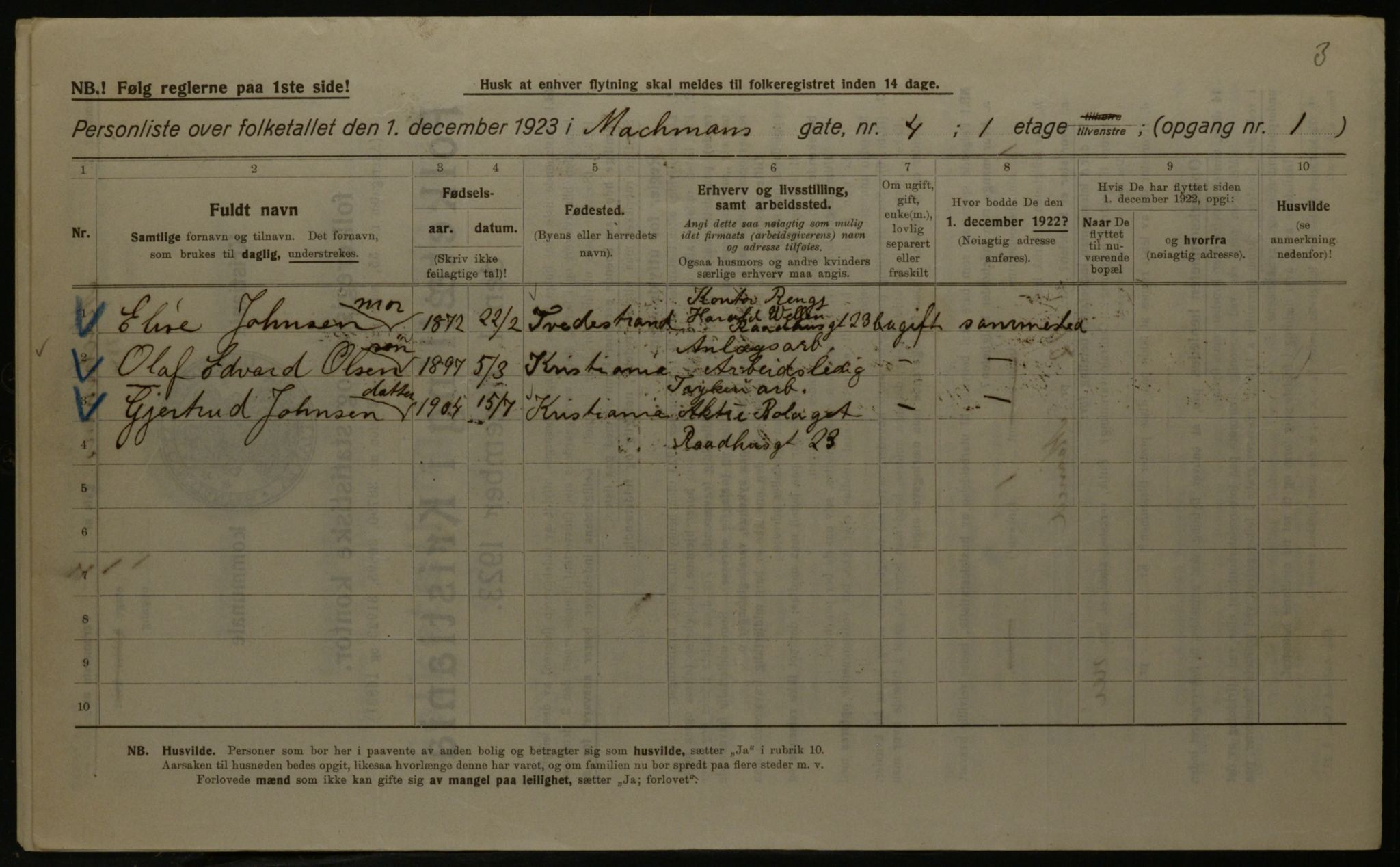 OBA, Kommunal folketelling 1.12.1923 for Kristiania, 1923, s. 71742