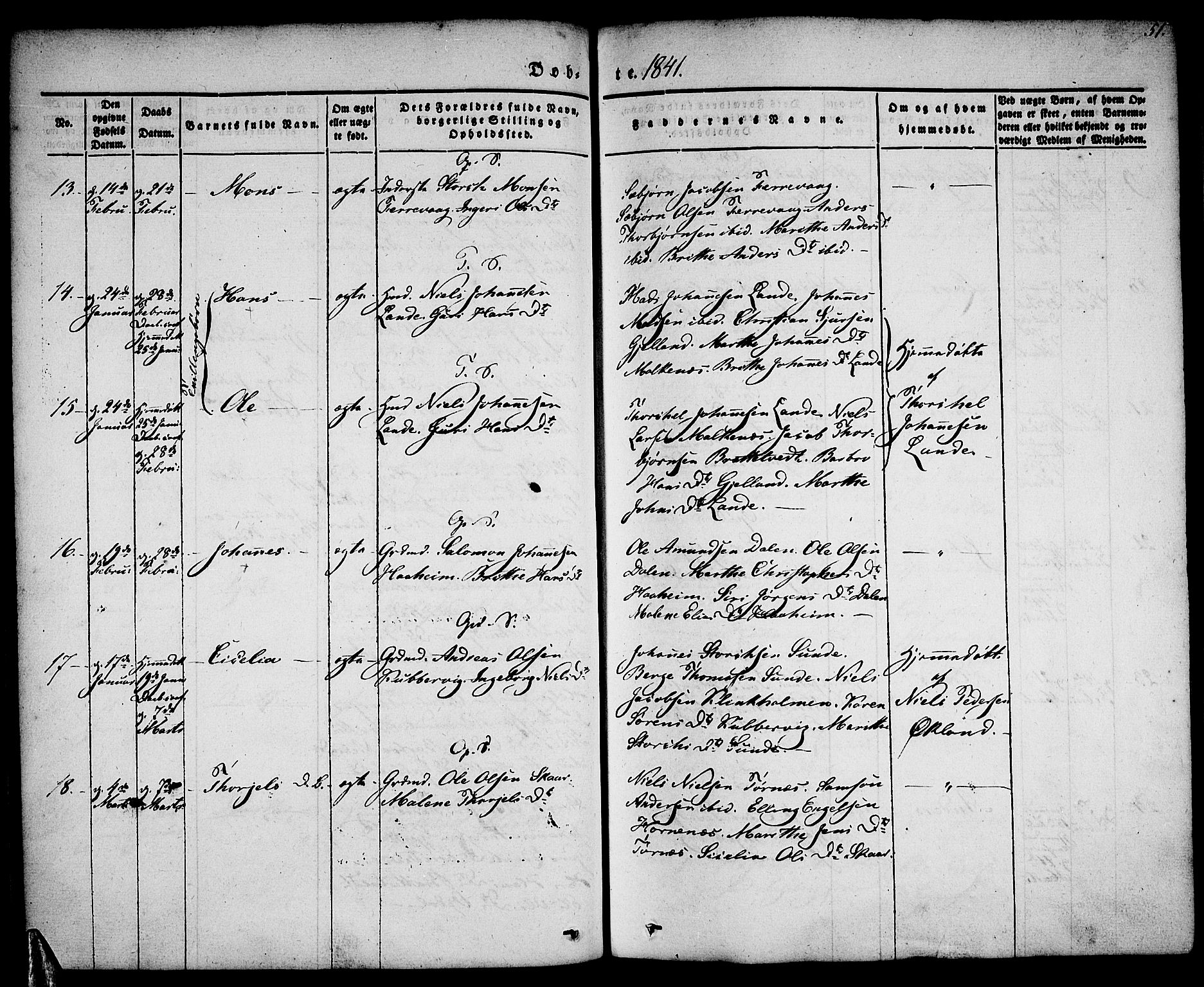 Tysnes sokneprestembete, AV/SAB-A-78601/H/Haa: Ministerialbok nr. A 9, 1837-1848, s. 51