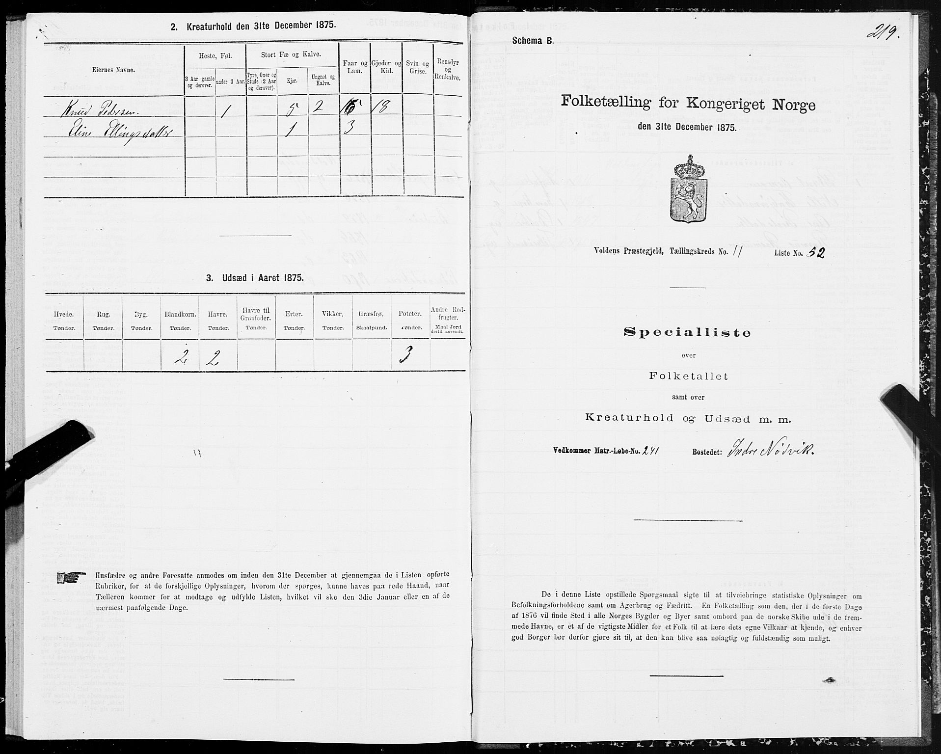 SAT, Folketelling 1875 for 1519P Volda prestegjeld, 1875, s. 6219