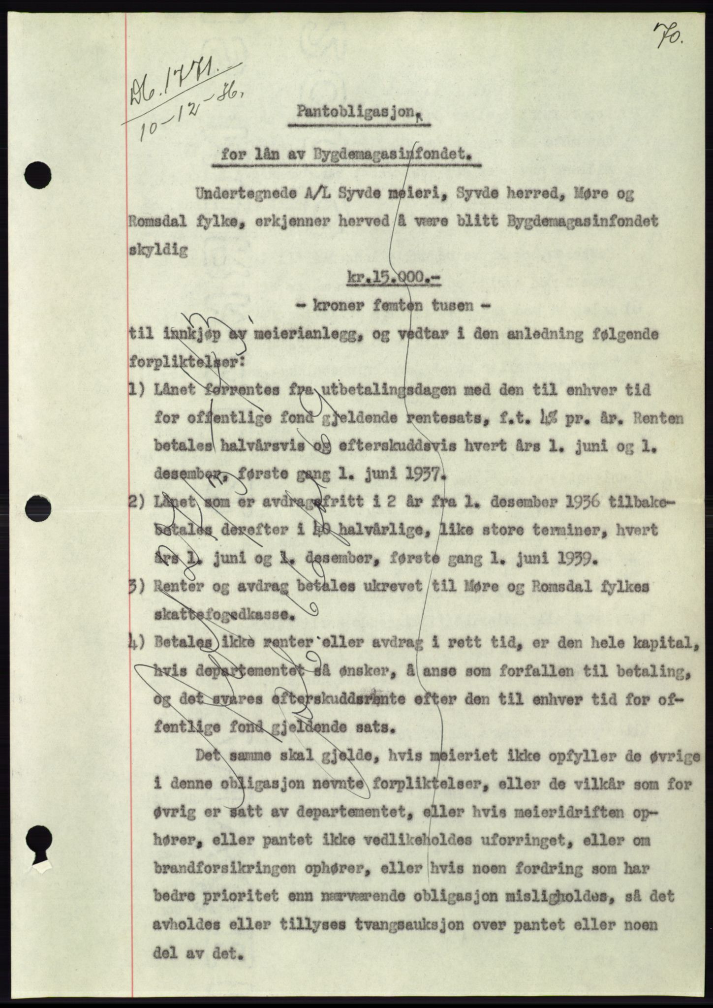 Søre Sunnmøre sorenskriveri, AV/SAT-A-4122/1/2/2C/L0062: Pantebok nr. 56, 1936-1937, Dagboknr: 1771/1936