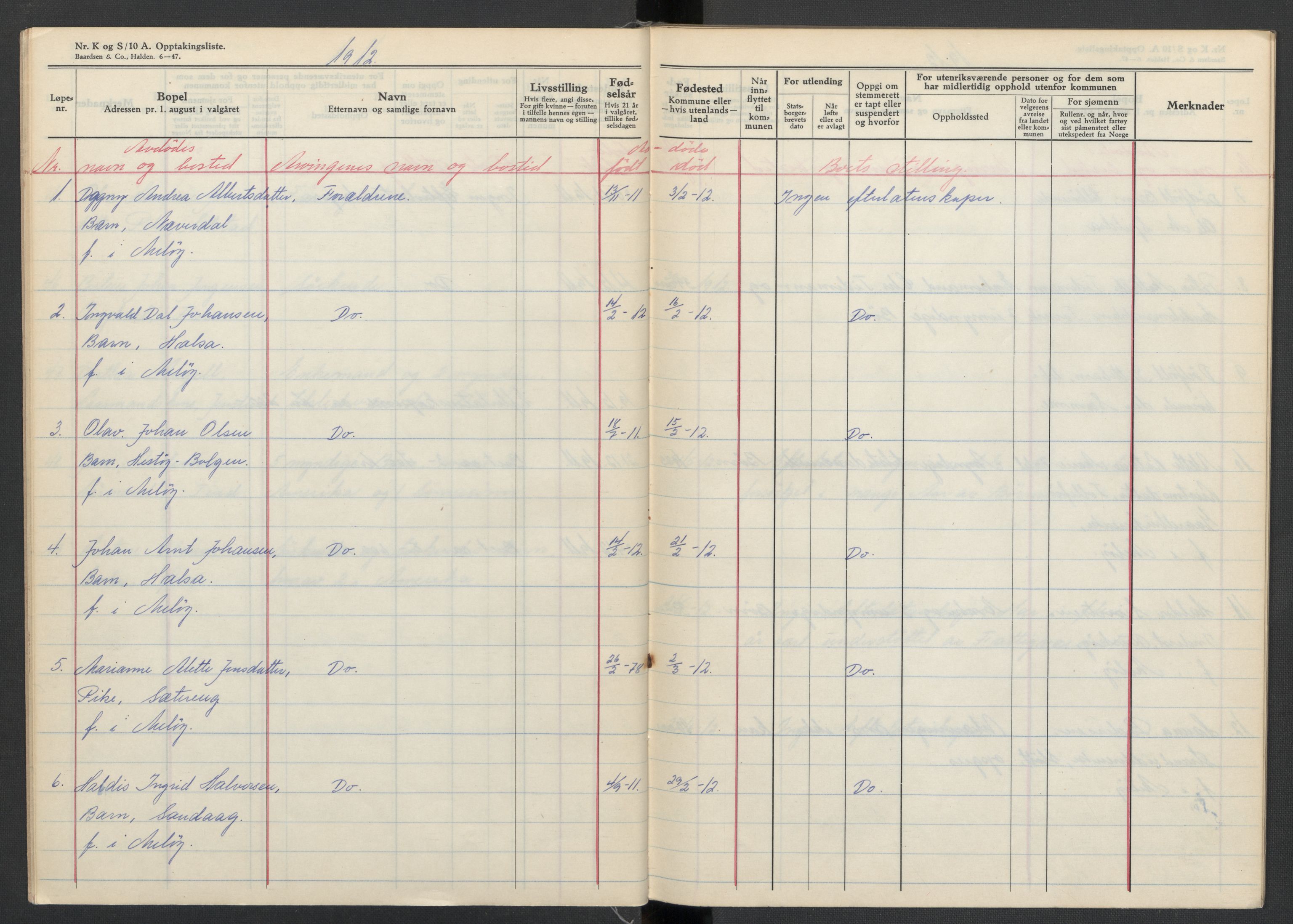 Meløy lensmannskontor, AV/SAT-A-5701/1/02/L0001: 2.01.01 - Dødsfallsprotokoll, 1911-1917