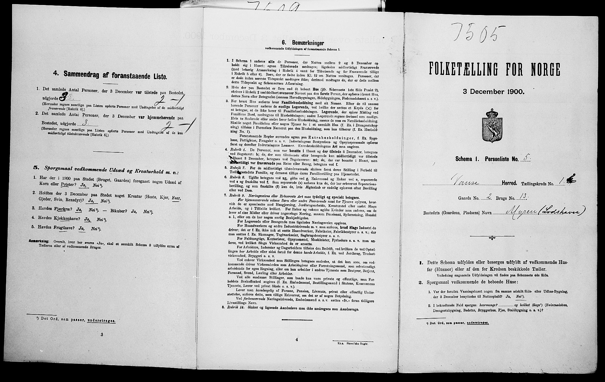 SAK, Folketelling 1900 for 1041 Vanse herred, 1900, s. 303