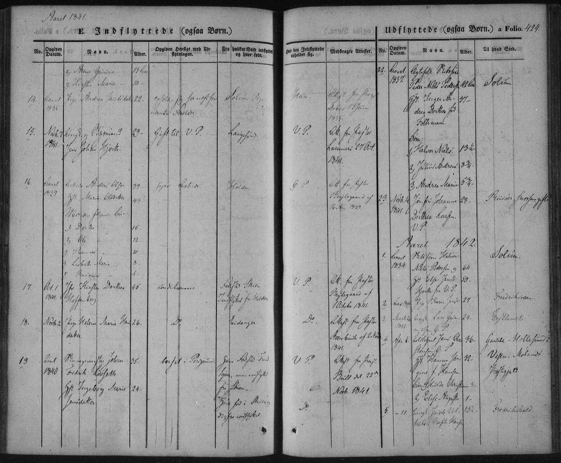 Porsgrunn kirkebøker , AV/SAKO-A-104/F/Fa/L0006: Ministerialbok nr. 6, 1841-1857, s. 424