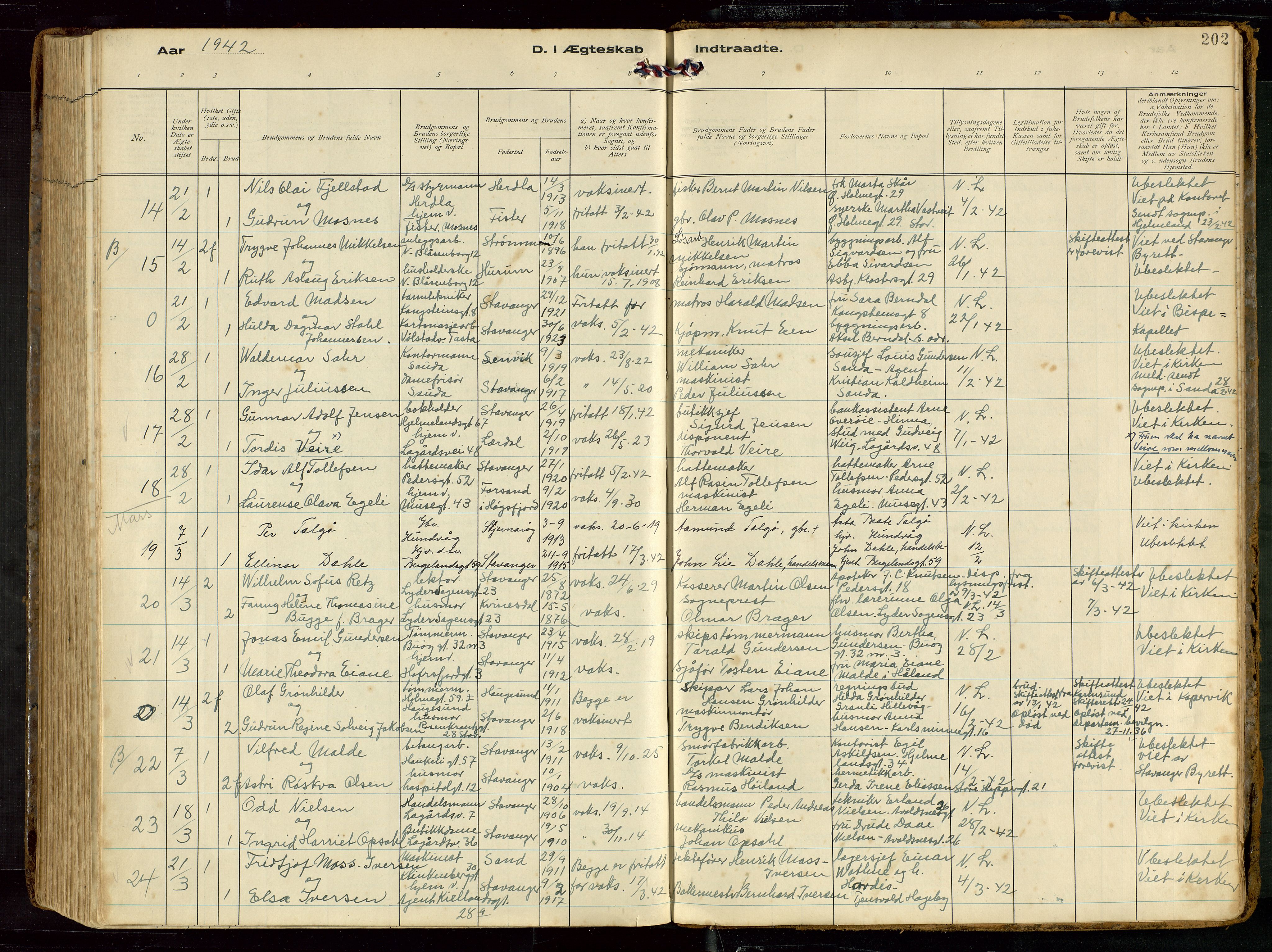 St. Petri sokneprestkontor, AV/SAST-A-101813/002/D/L0002: Ministerialbok nr. A 27, 1921-1942, s. 202